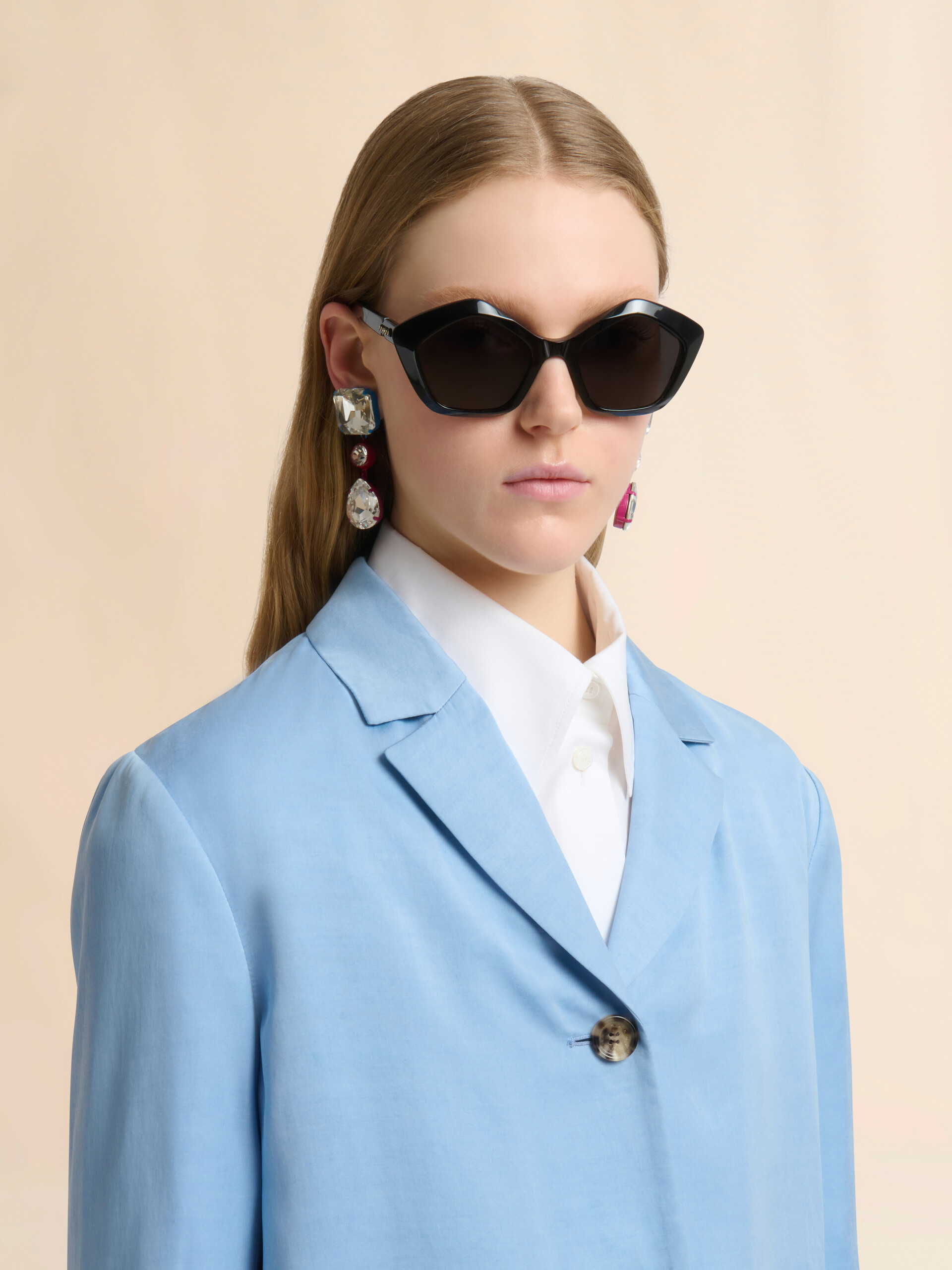 Light blue satin single-breasted jacket - Jackets - Image 4