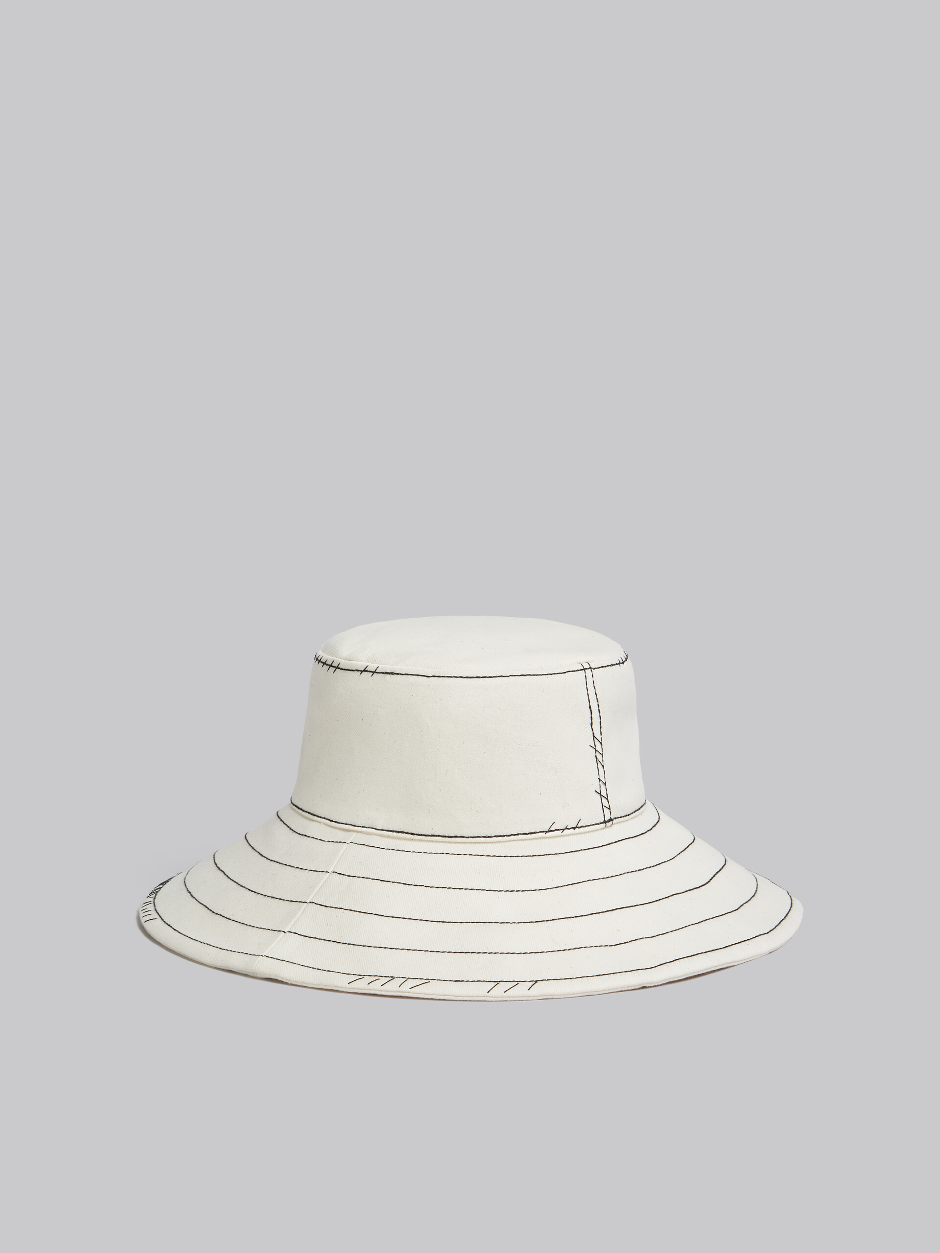 Ecru bio denim bucket hat with straps - Hats - Image 3