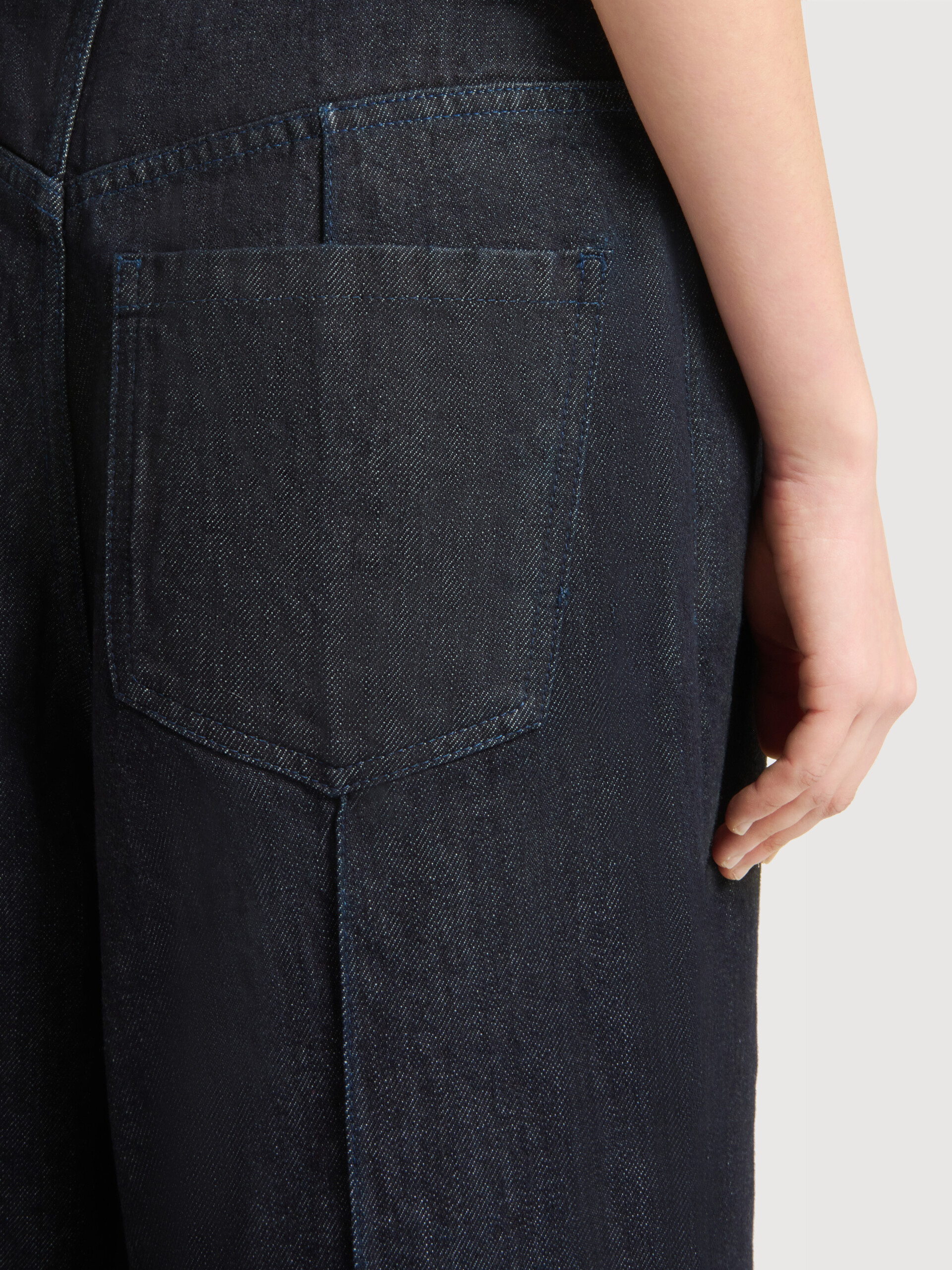 Deep blue denim trousers with external seams - Pants - Image 5