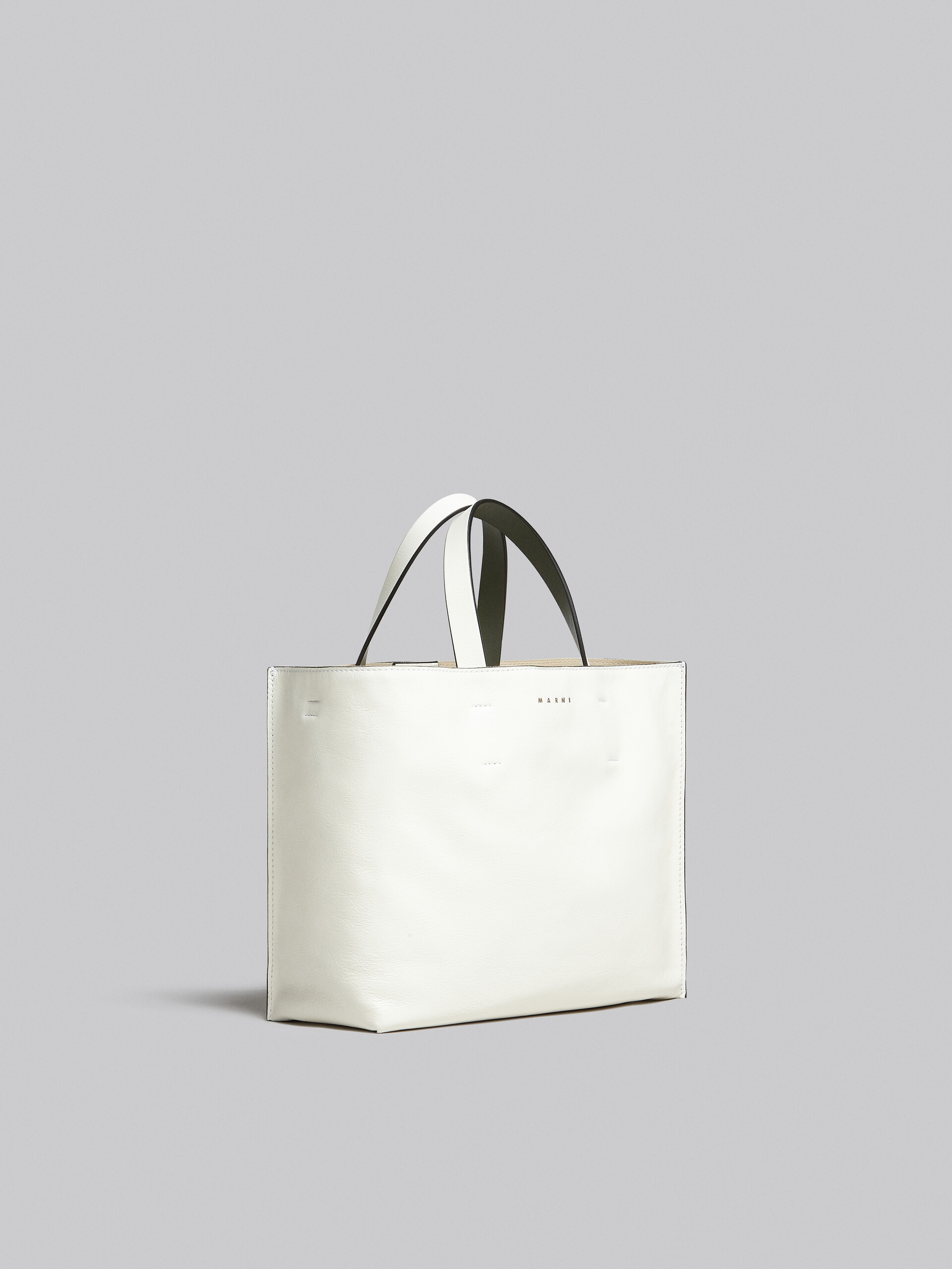 Museo Soft Small Shopper in black and white leather - Shopping Bags - Image 6