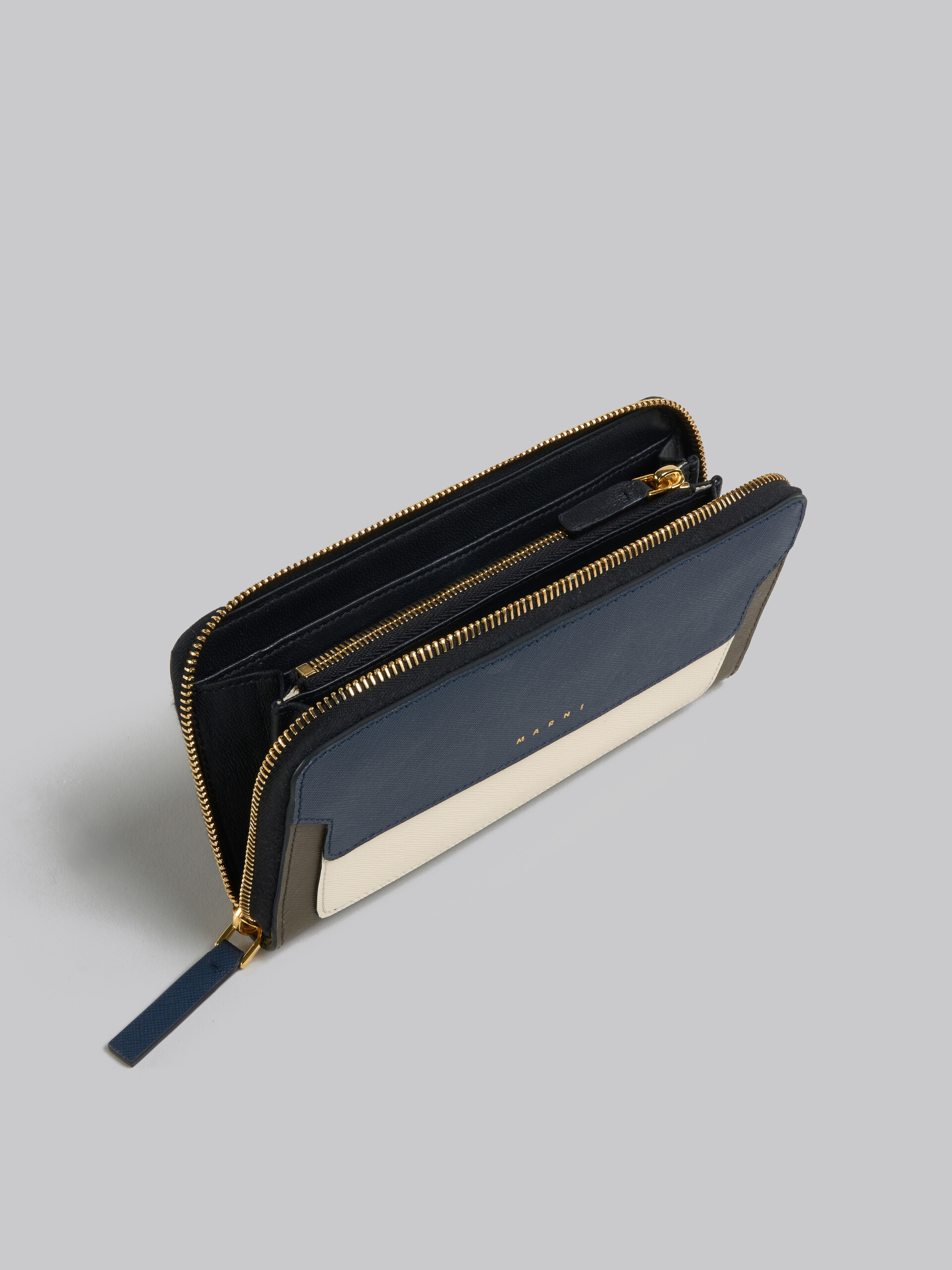 ブラウン、ホワイト、ブルー サフィアーノレザー製ジップアラウンドウォレット - 財布 - Image 2