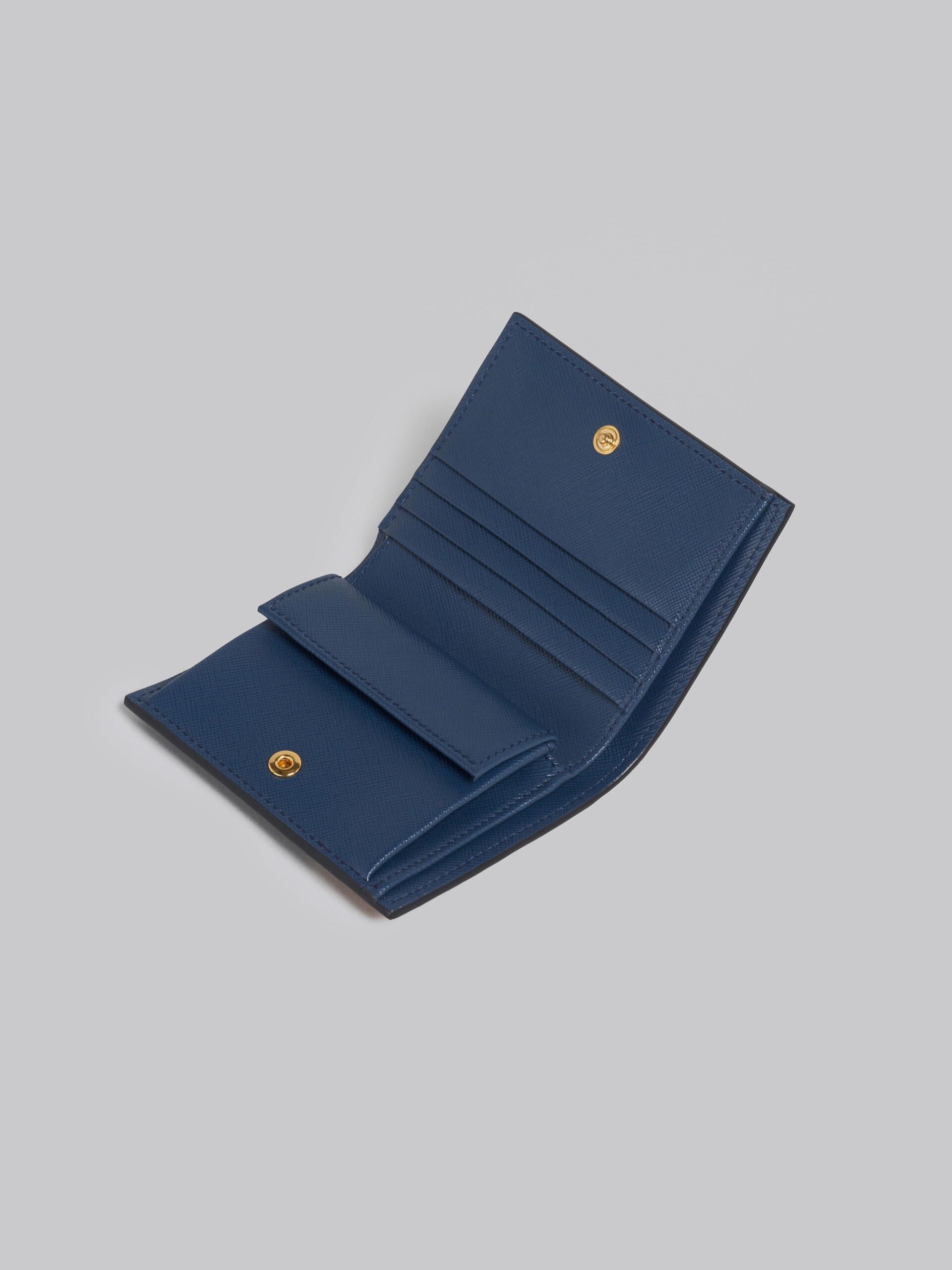 Bi-fold wallet in orange, pink and blue saffiano calfskin - Wallets - Image 4