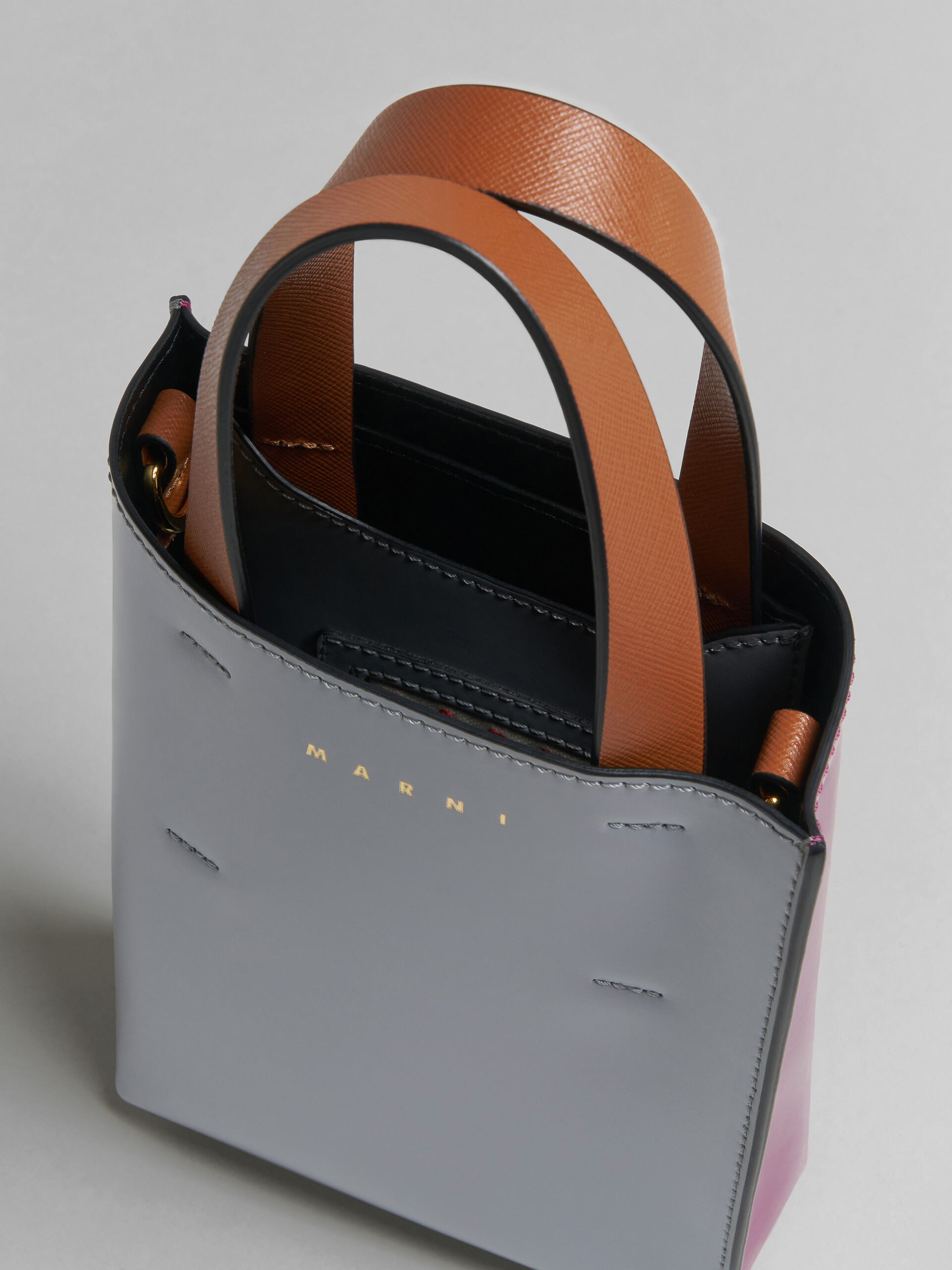 MUSEO nano bag in grey and purple leather - Shopping Bags - Image 4