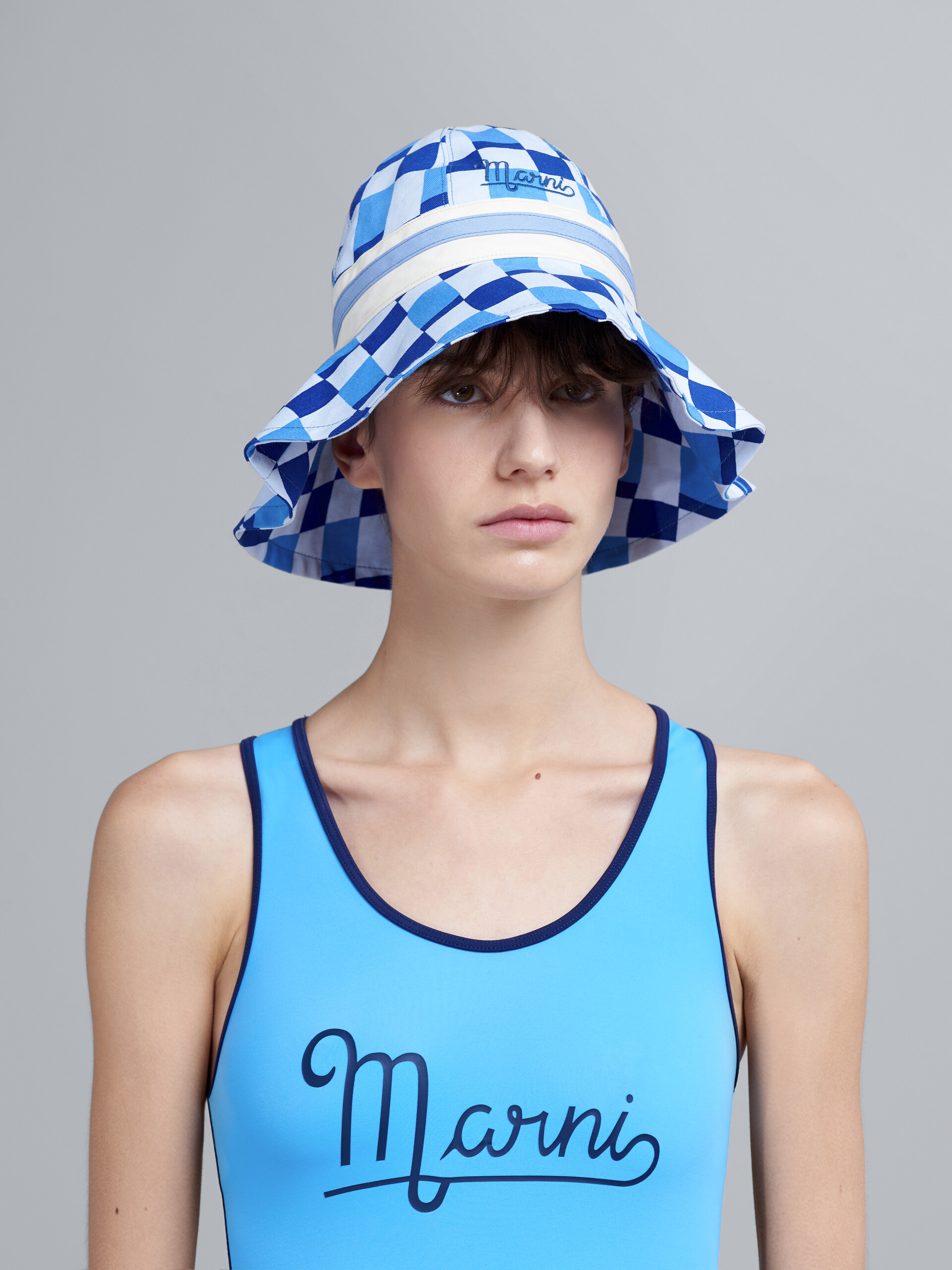Blue all-over print cotton bucket hat - Hats - Image 2
