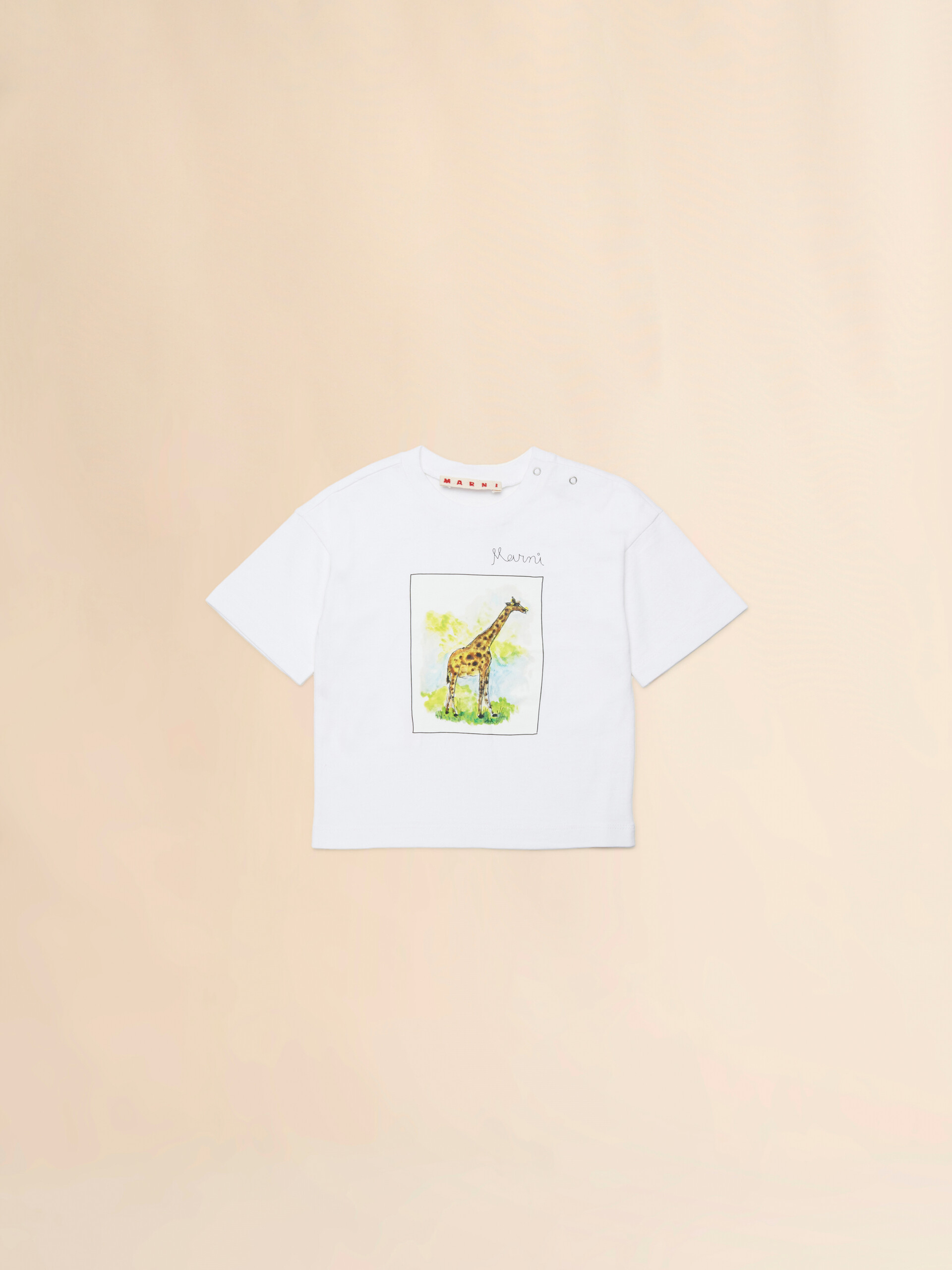 White cotton T-shirt with giraffe print - T-shirts - Image 1