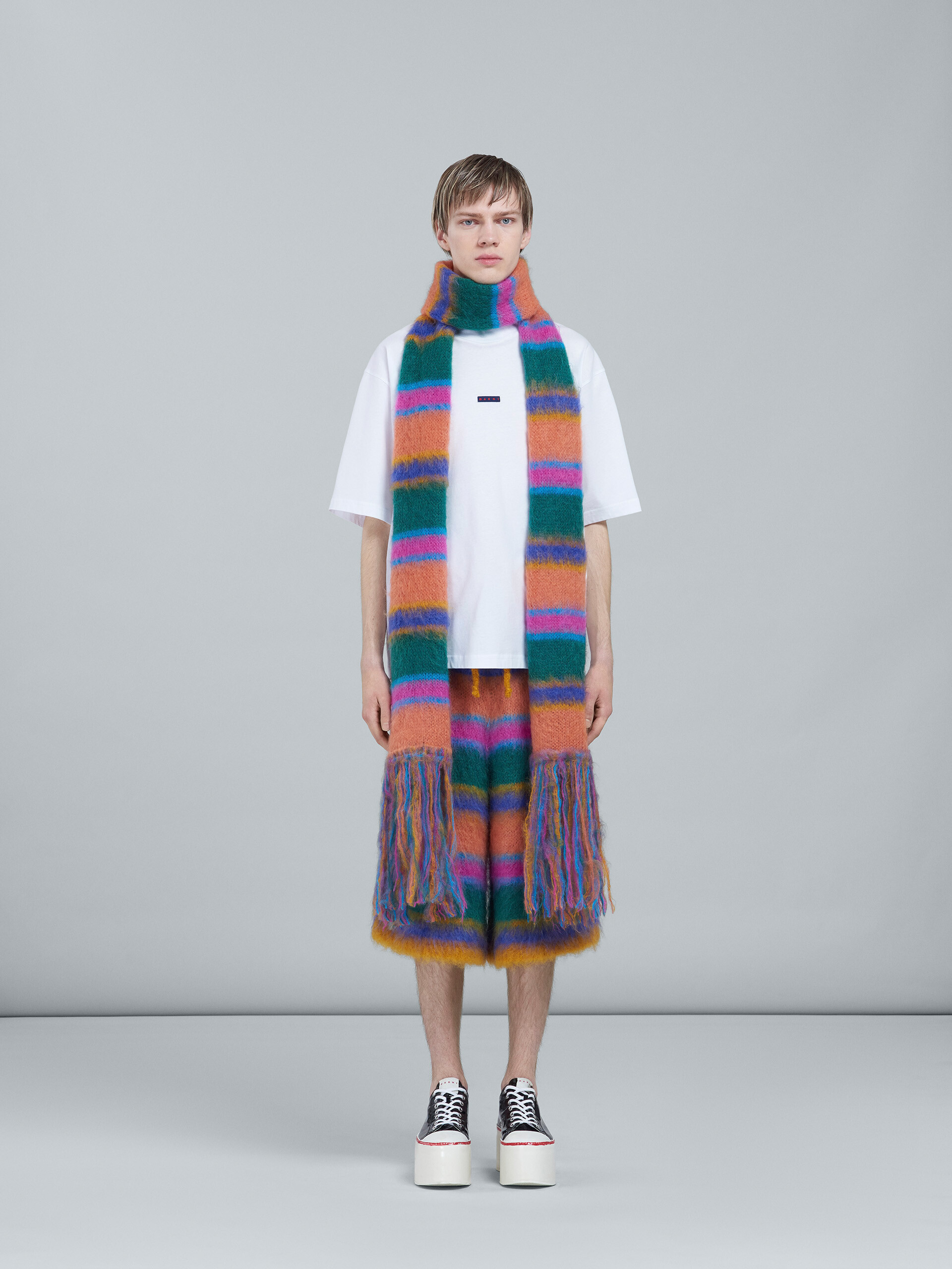 Sciarpa in mohair e lana a righe multicolor - Sciarpe - Image 2