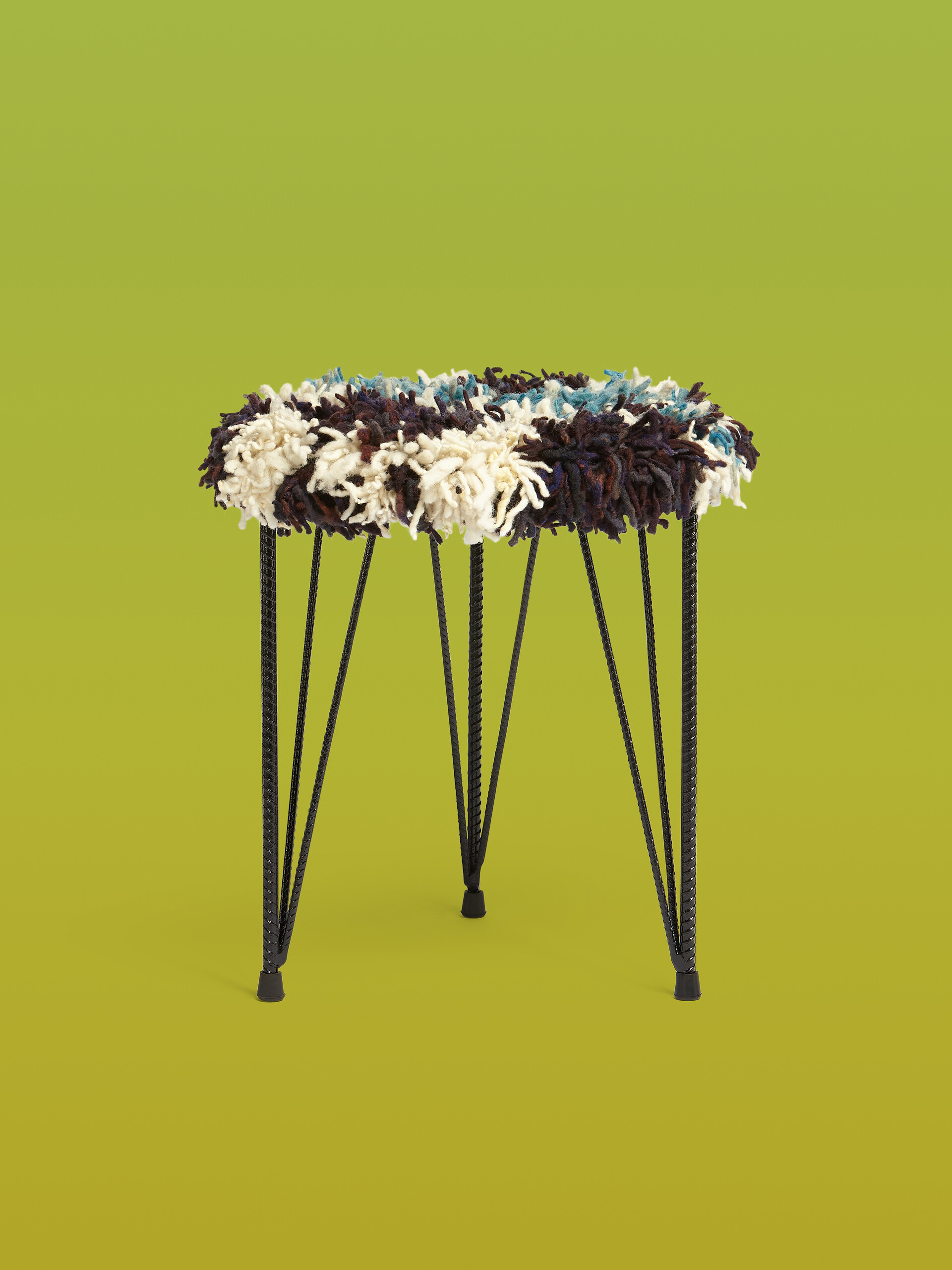 MARNI MARKET stool in iron multicolor grey wool - Furniture - Image 1