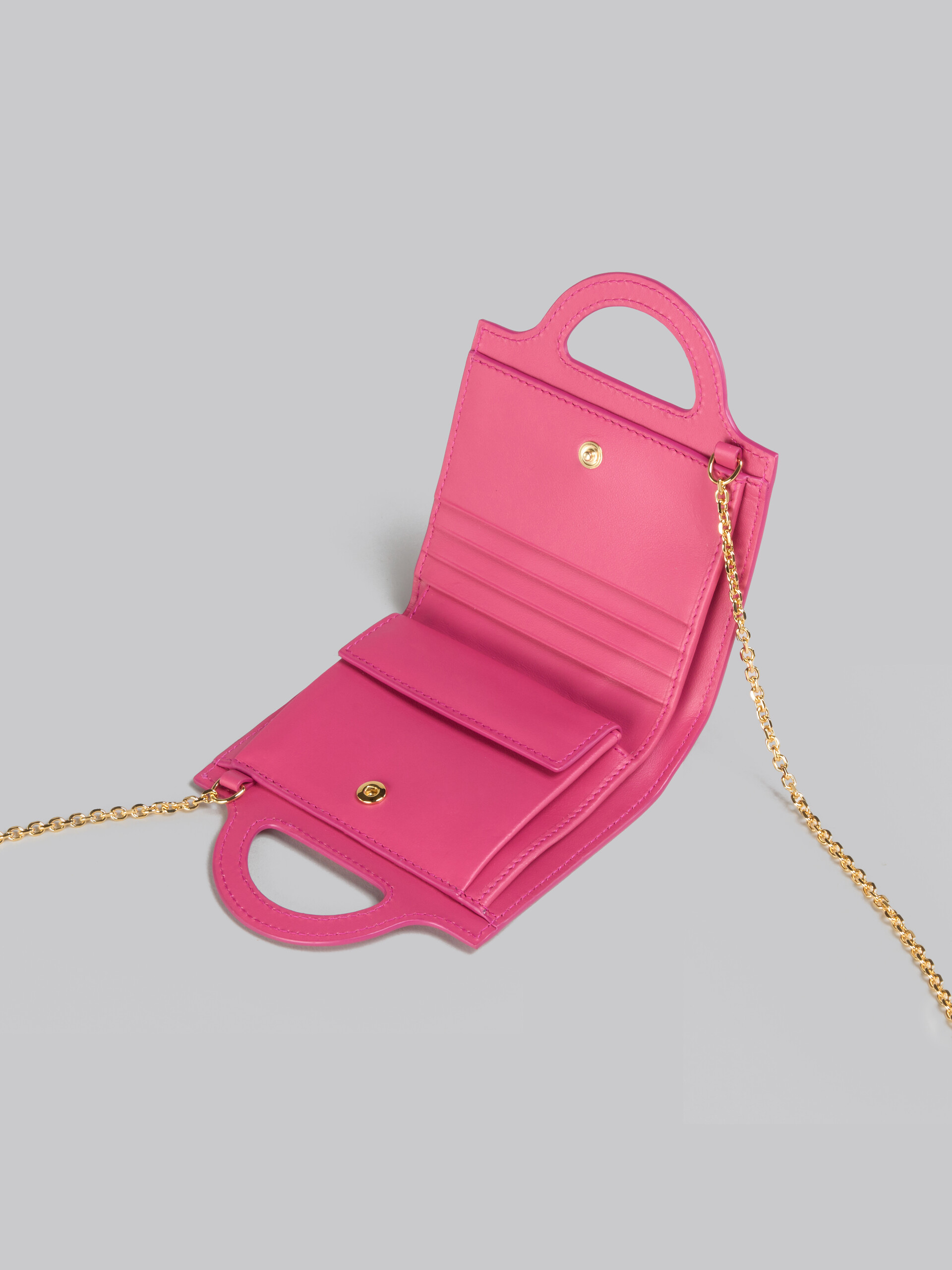 Pink leather Tropicalia wallet with chain strap Marni