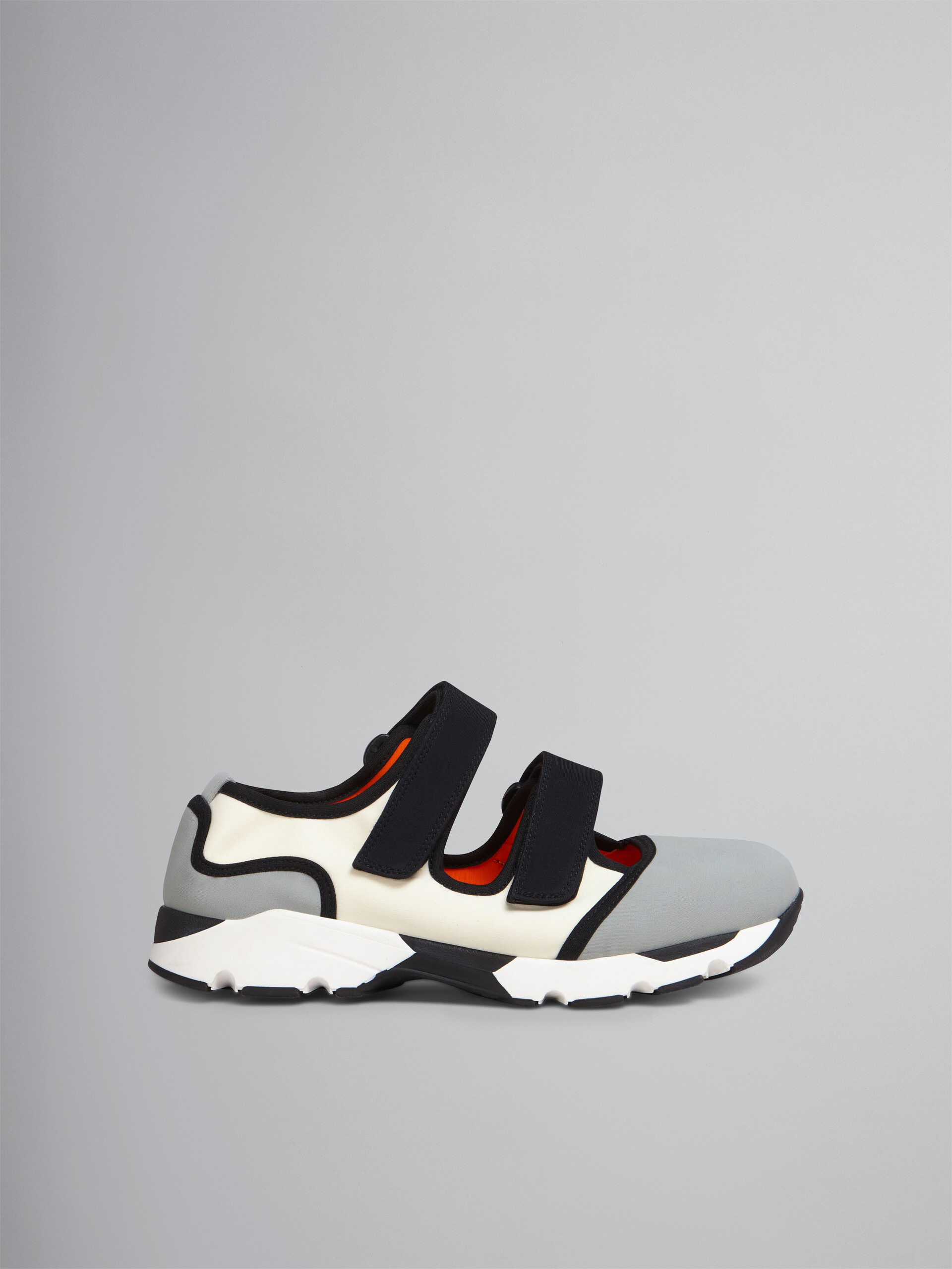 Sneaker in tessuto tecnico con chiusure a strappo grigio e bianco - Sneakers - Image 1