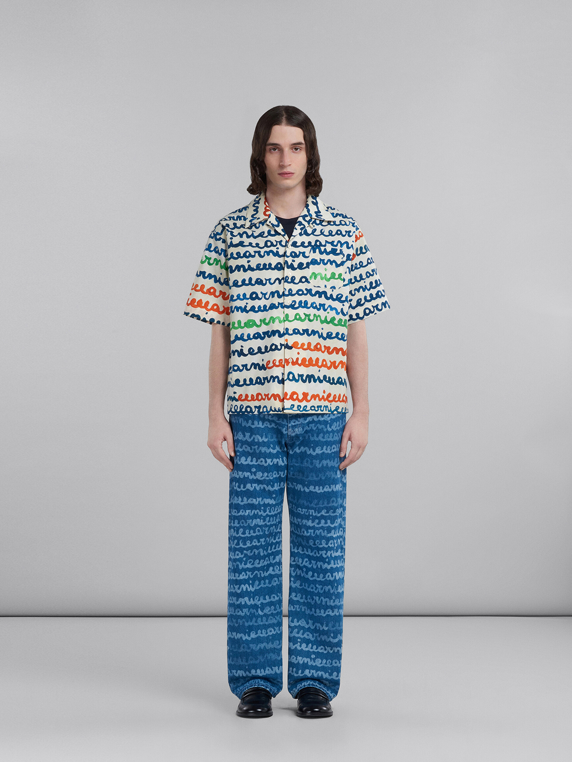 Denim straight trousers with Maremarni print - Pants - Image 2