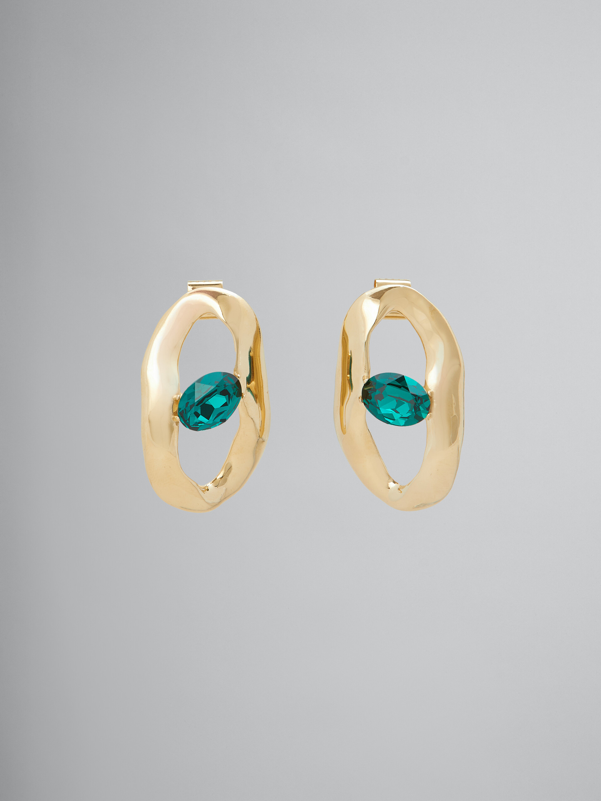 Irregular oval gemstone earrings - Earrings - Image 1