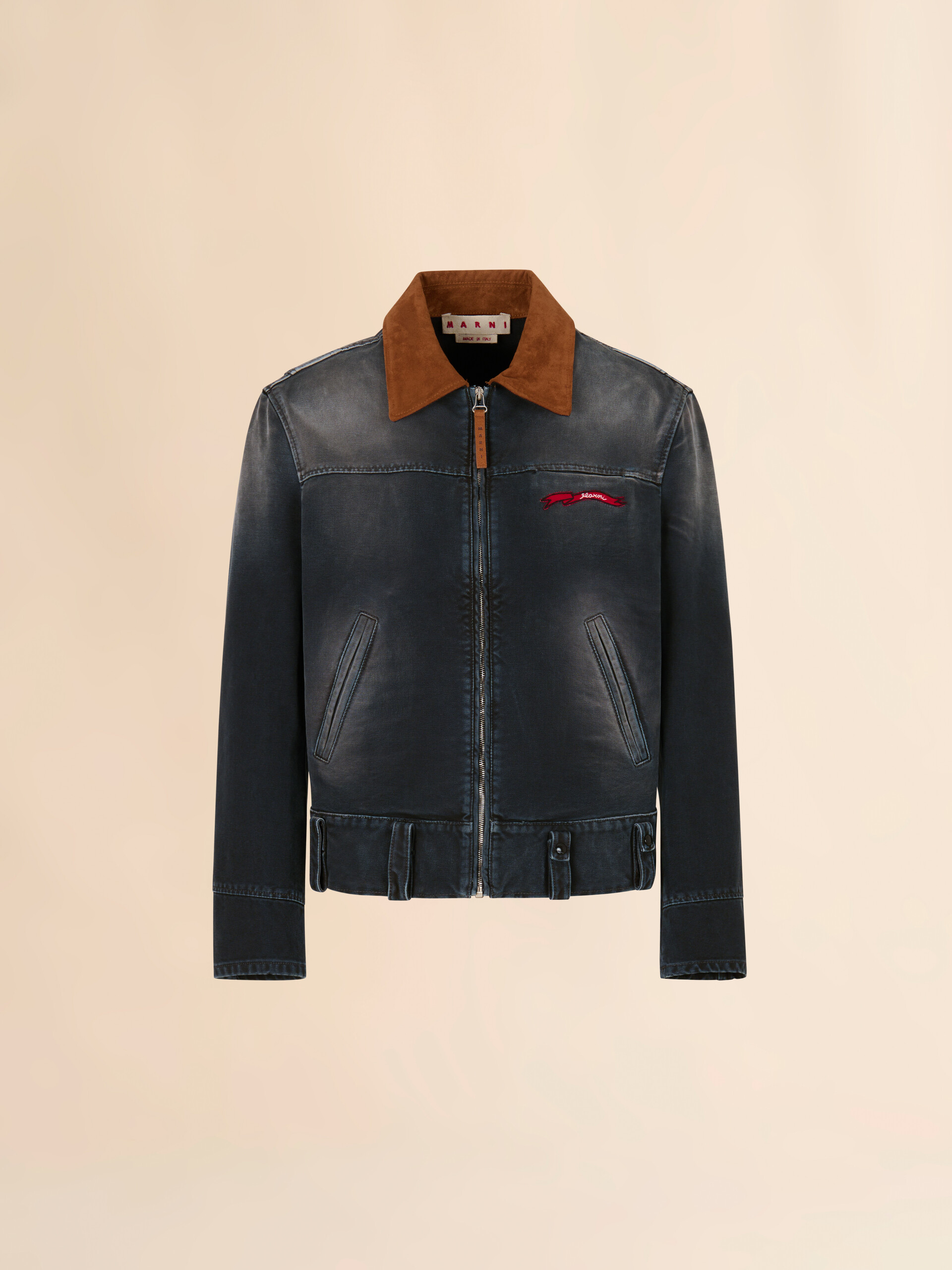 Black canvas jacket with contrast collar - Jackets - Image 1
