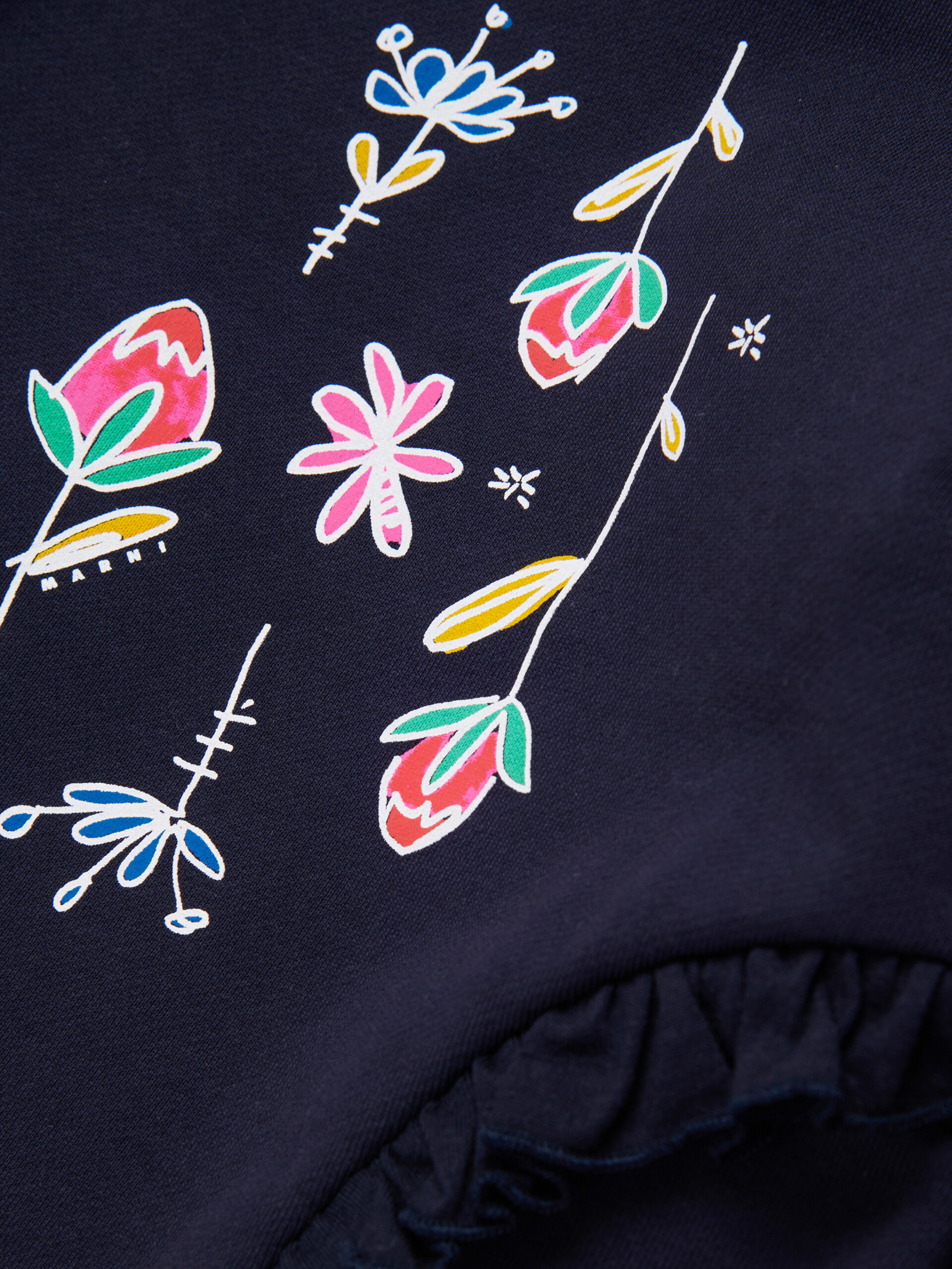 Deep blue cotton sweatshirt with Fiorellini/Stecchini print - Sweaters - Image 4
