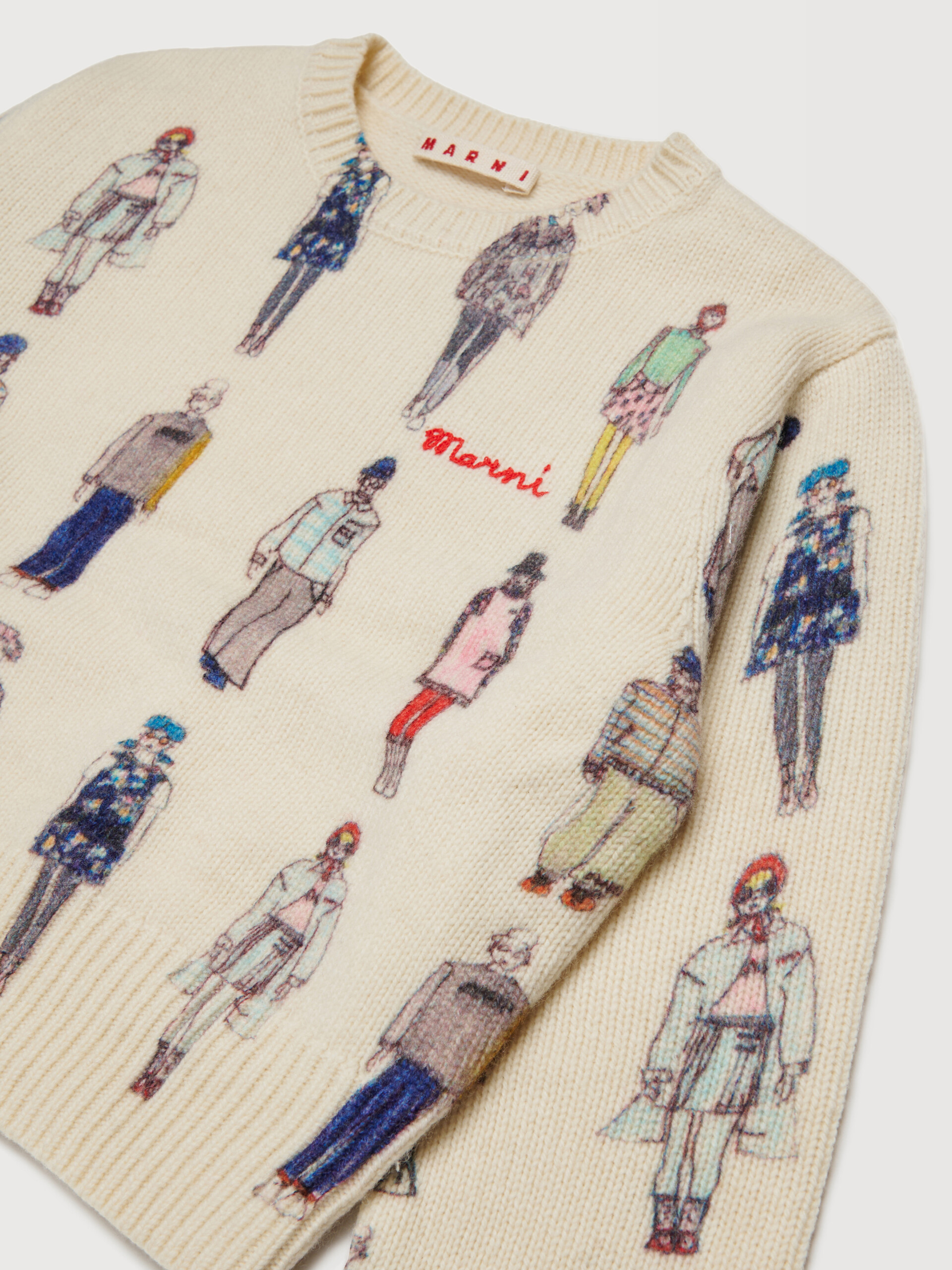 Beige wool blend jumper with catwalk prints - Knitwear - Image 3