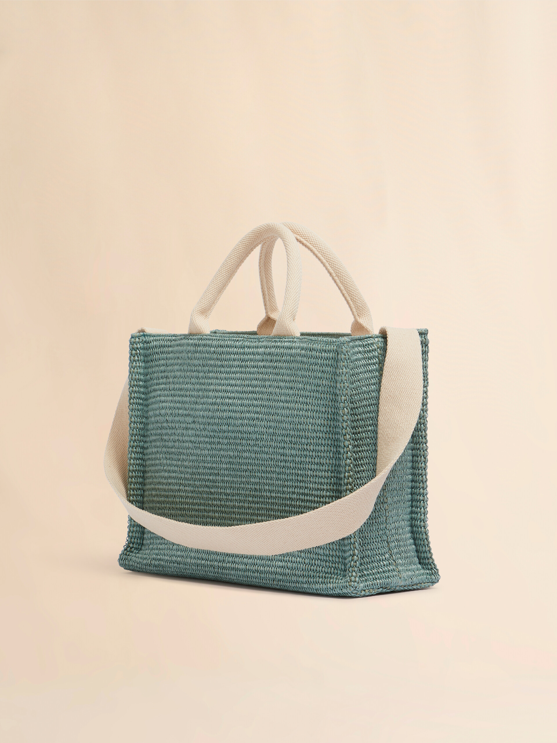 Tote Bag Piccola in tessuto effetto rafia rosa - Borse shopping - Image 3
