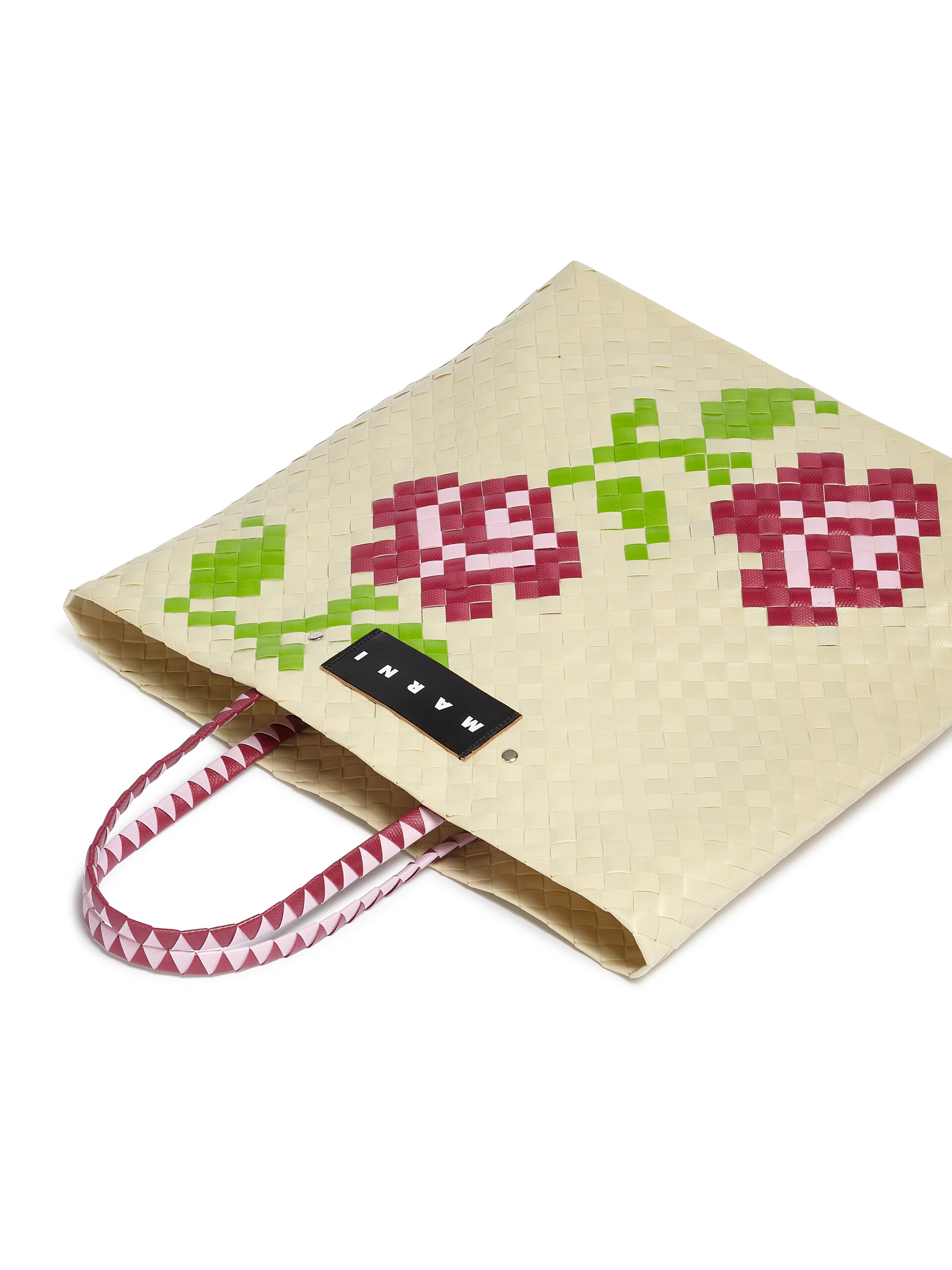MARNI MARKET medium bag in white flower motif - Bags - Image 4