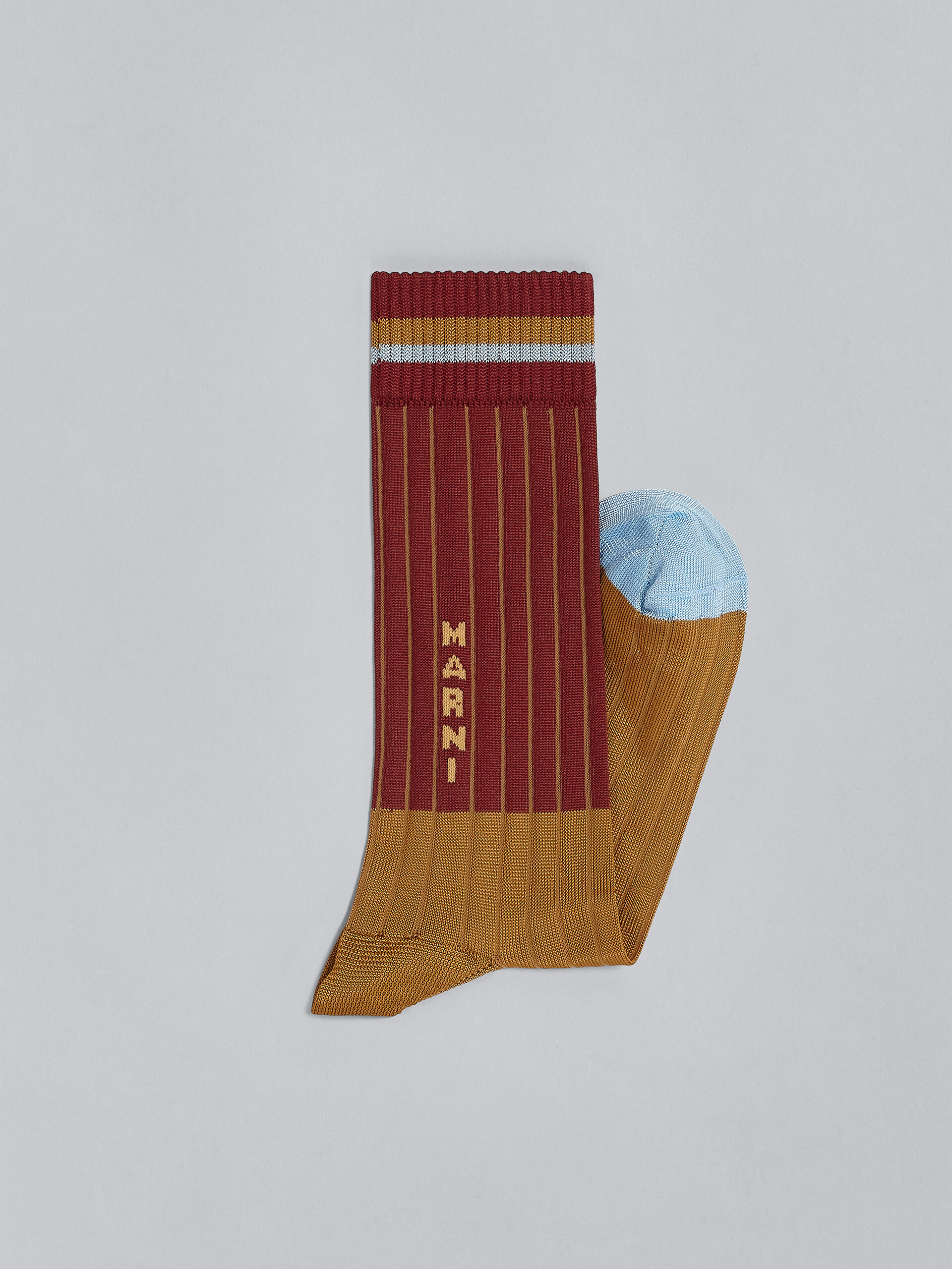 Brown two-tone viscose socks - Socks - Image 2