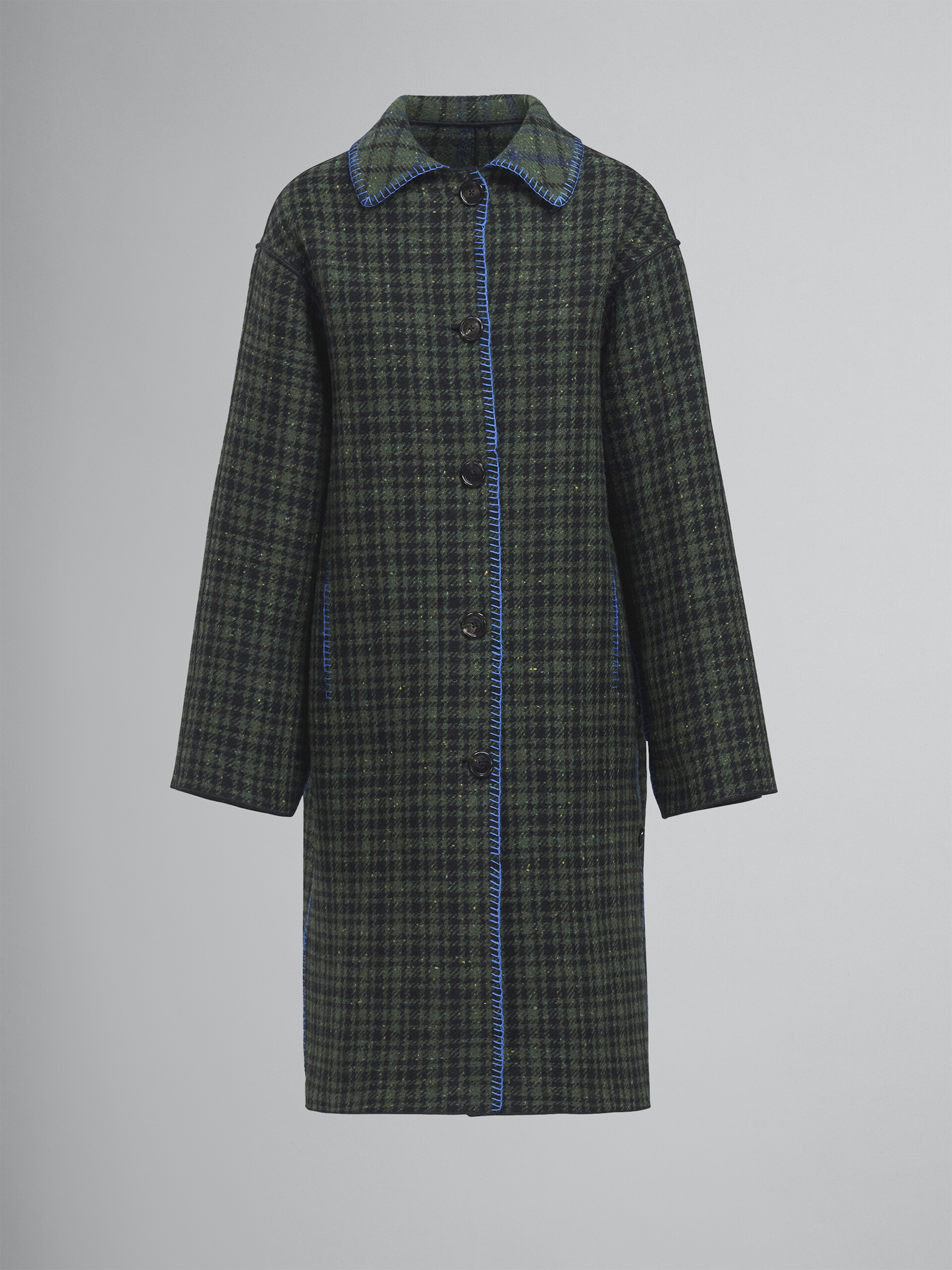 Double face check wool coat - Coat - Image 1