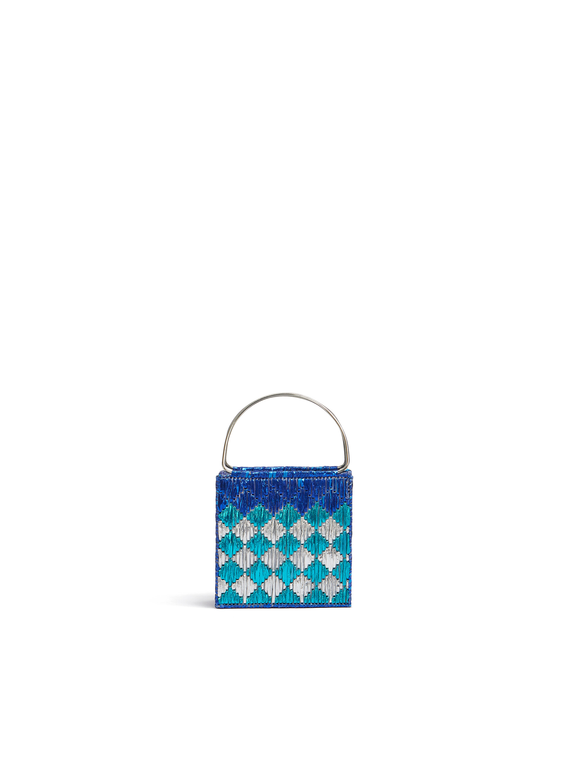 Metallic blue rhombus MARNI MARKET MINI bag - Shopping Bags - Image 3