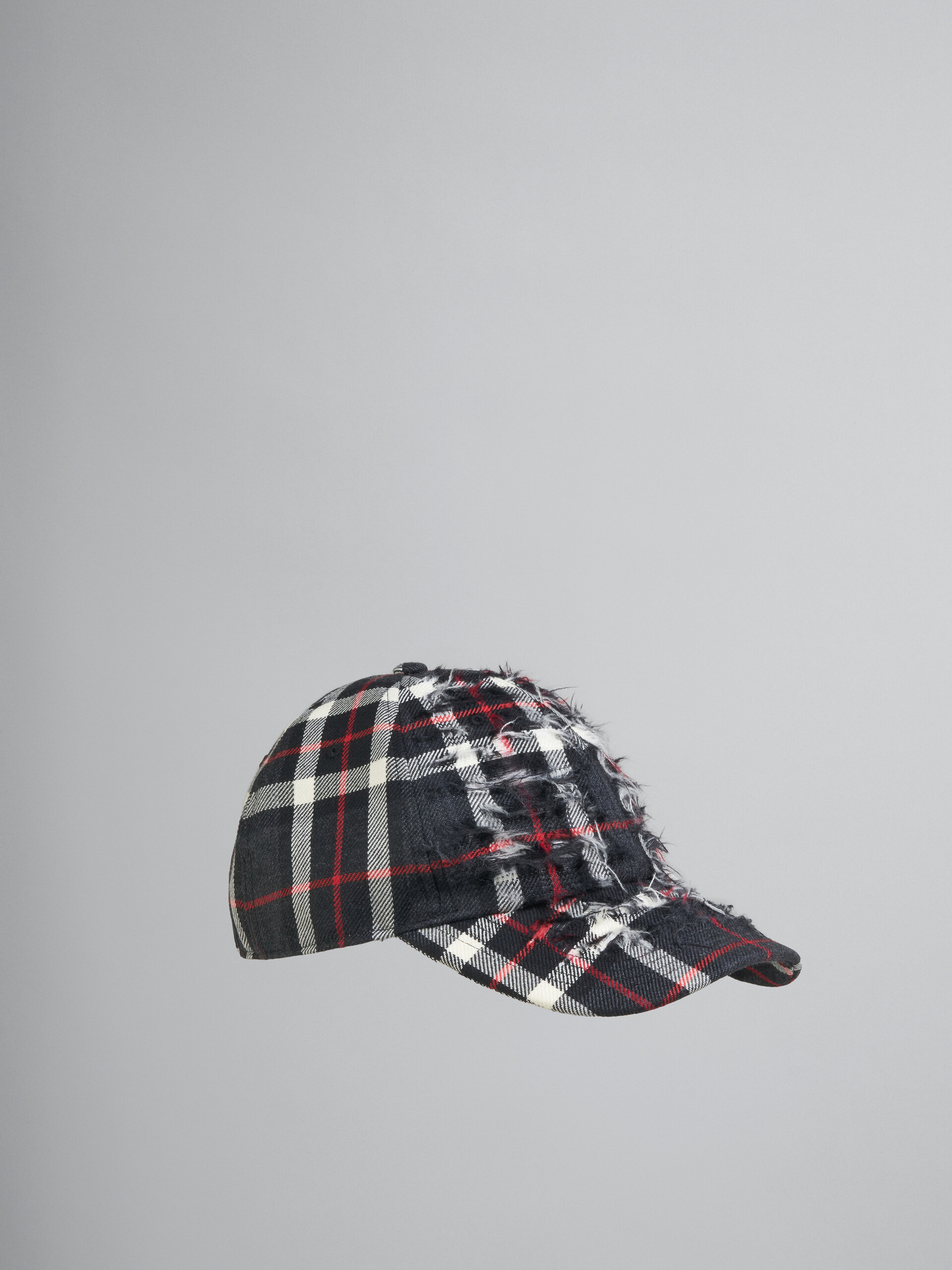 Grey wool tartan baseball hat - Hats - Image 1