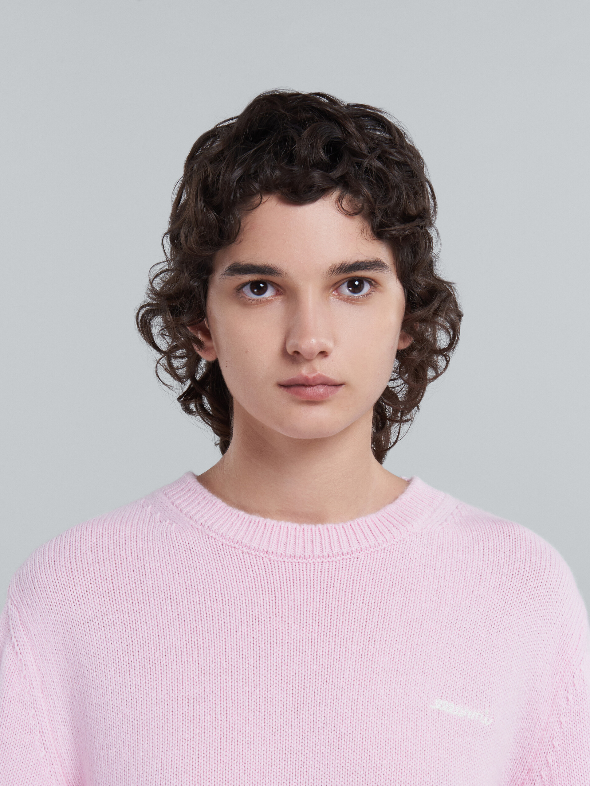 Pink wool sweater with logo - Pullovers - Image 4