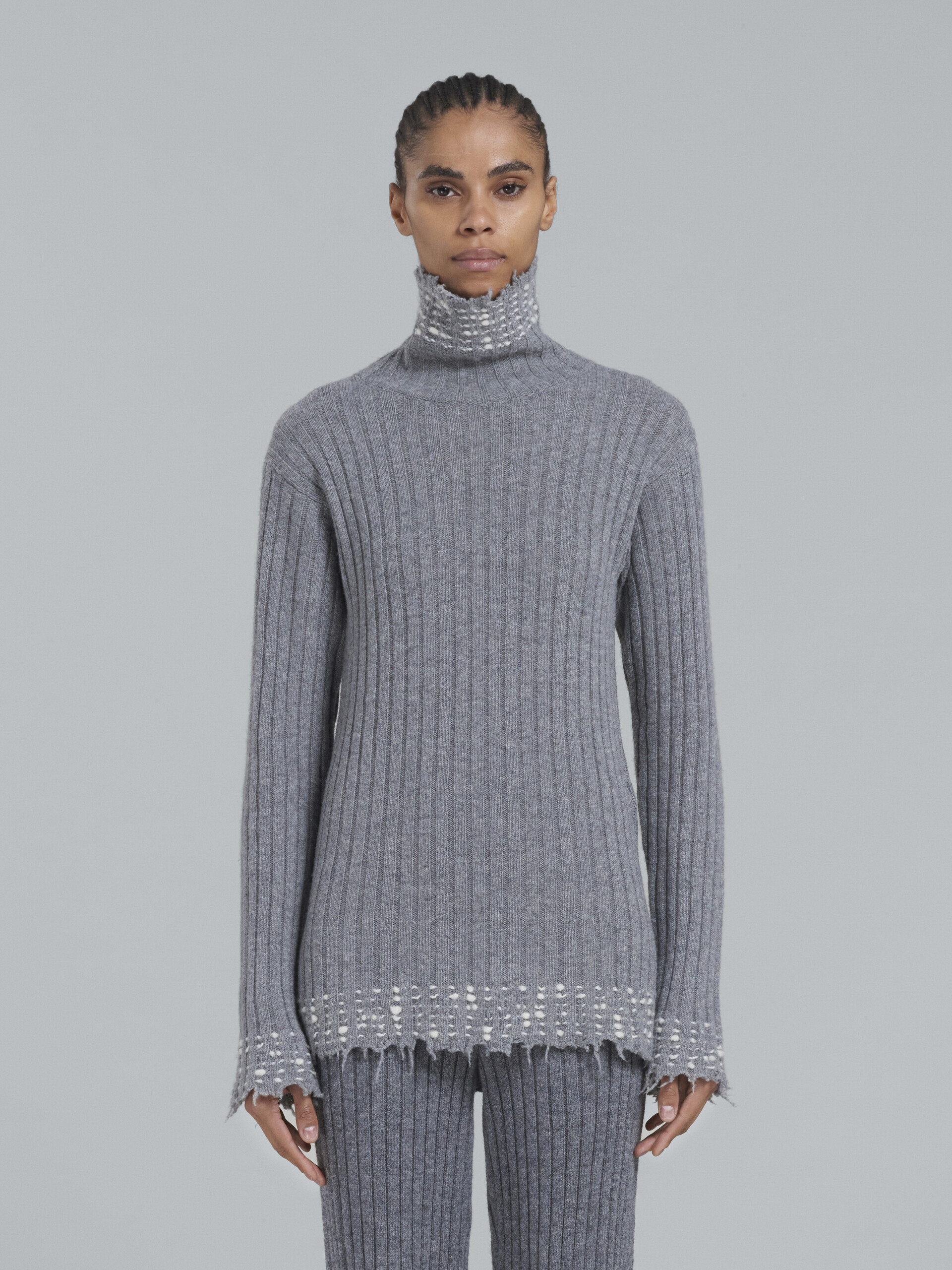 Grey knitted turtleneck - Pullovers - Image 2