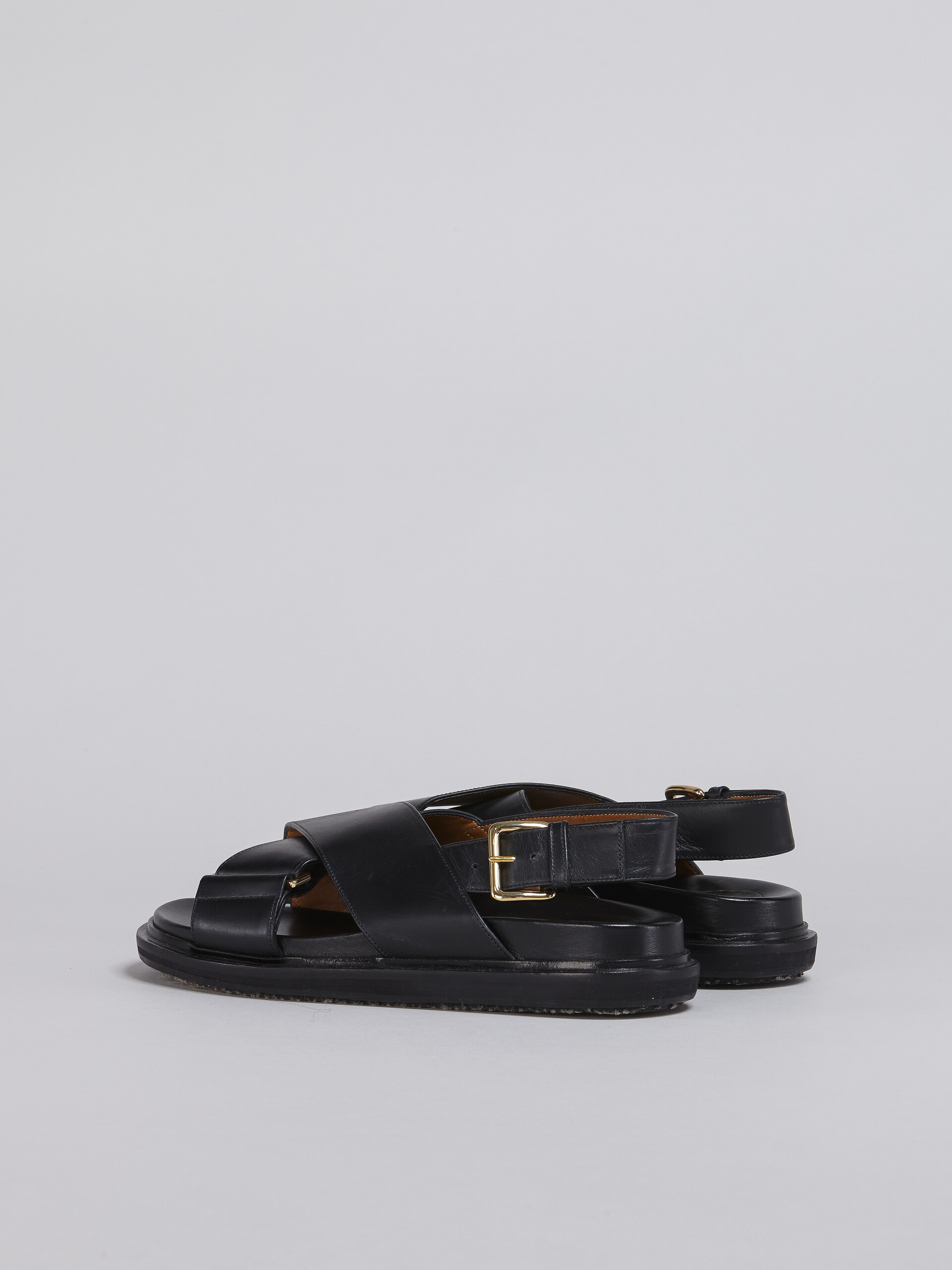 Black smooth calf leather fussbett - Sandals - Image 3