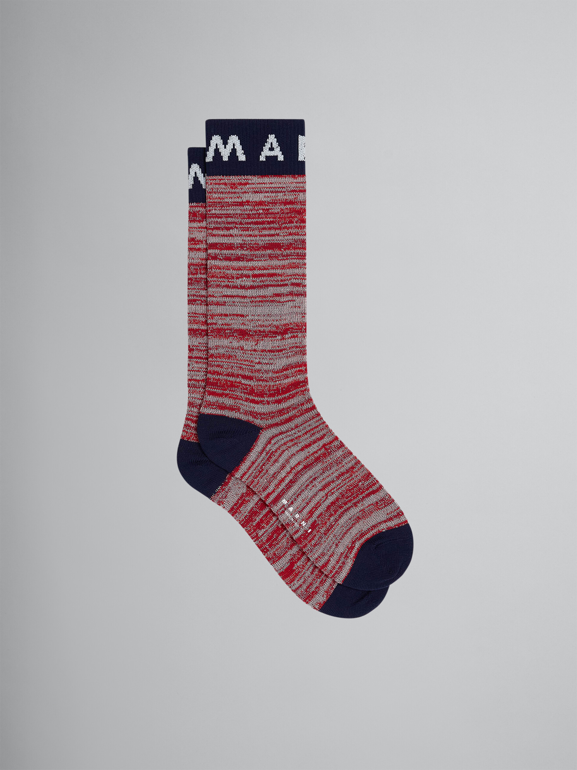 Red mouliné cotton and nylon socks - Socks - Image 1
