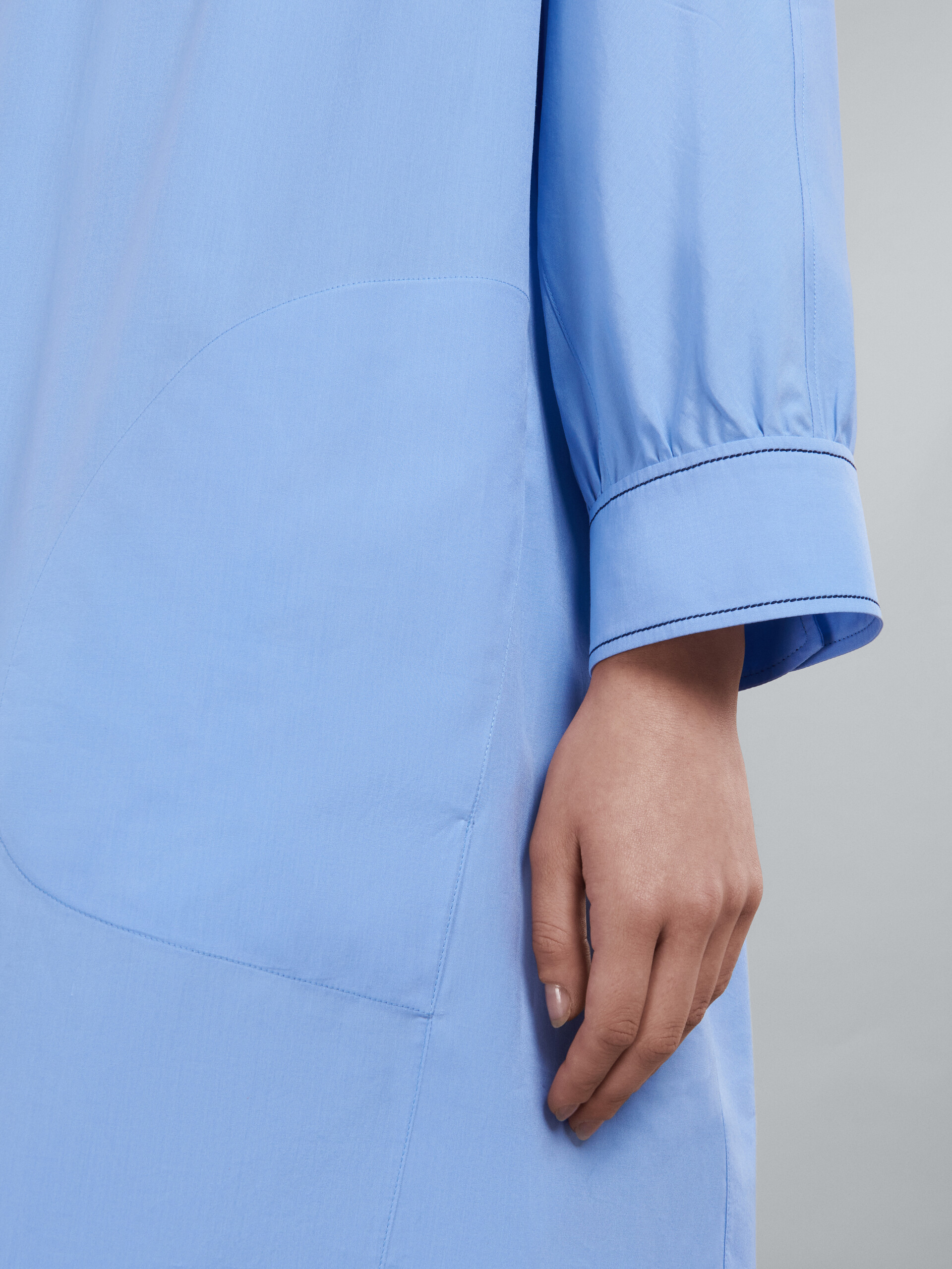 Light blue bio cotton dress with embroidered logo - Dresses - Image 5