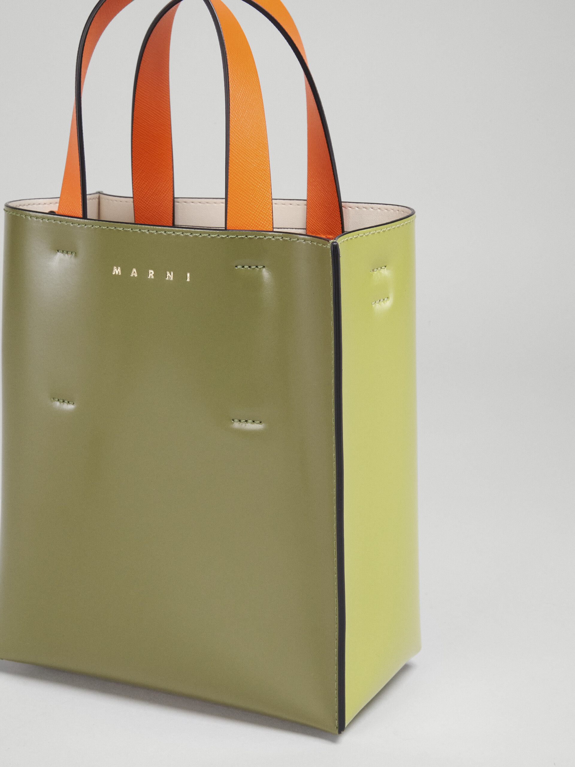 Green lime orange saffiano and polished leather MUSEO bag - Shopping Bags - Image 2