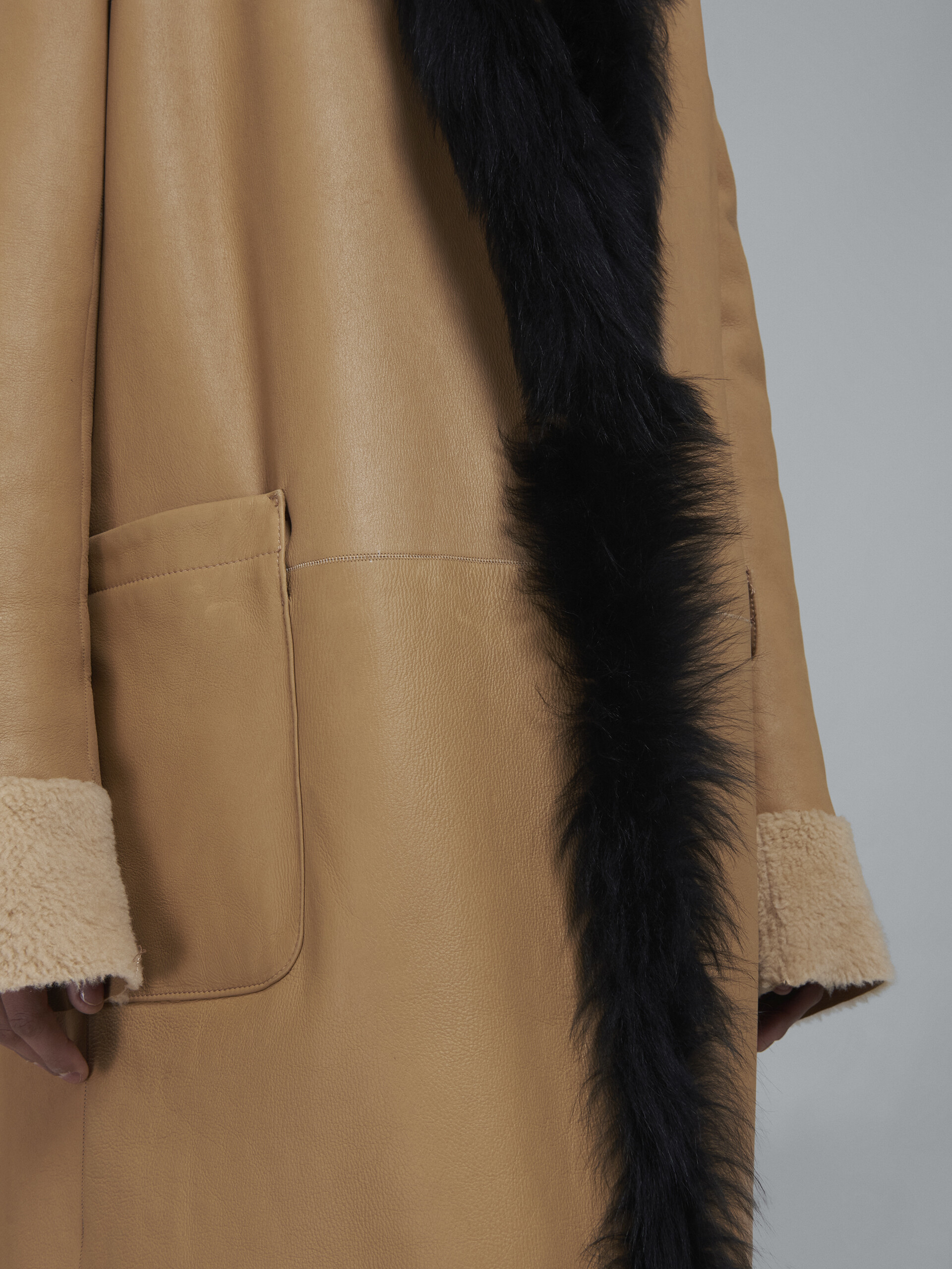 Reversible light Merino velour coat - Coat - Image 5