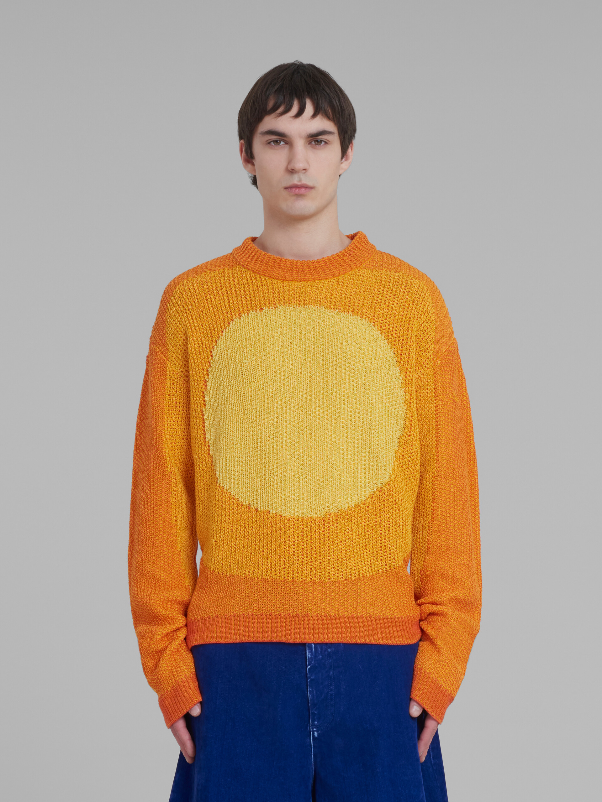 Orange jumper with circle inlay - Pullovers - Image 2