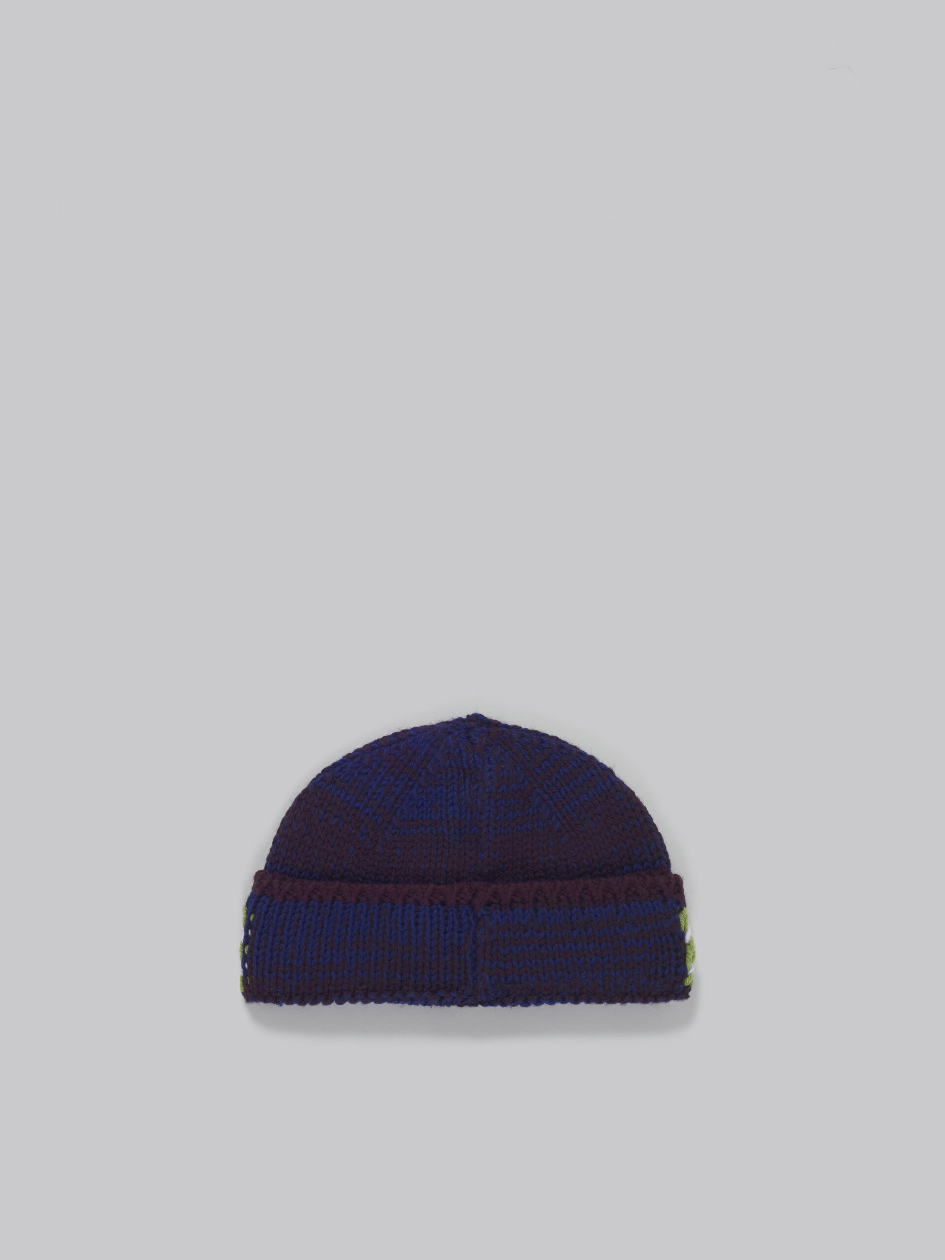 Blue mouliné beanie with striped logo - Hats - Image 3