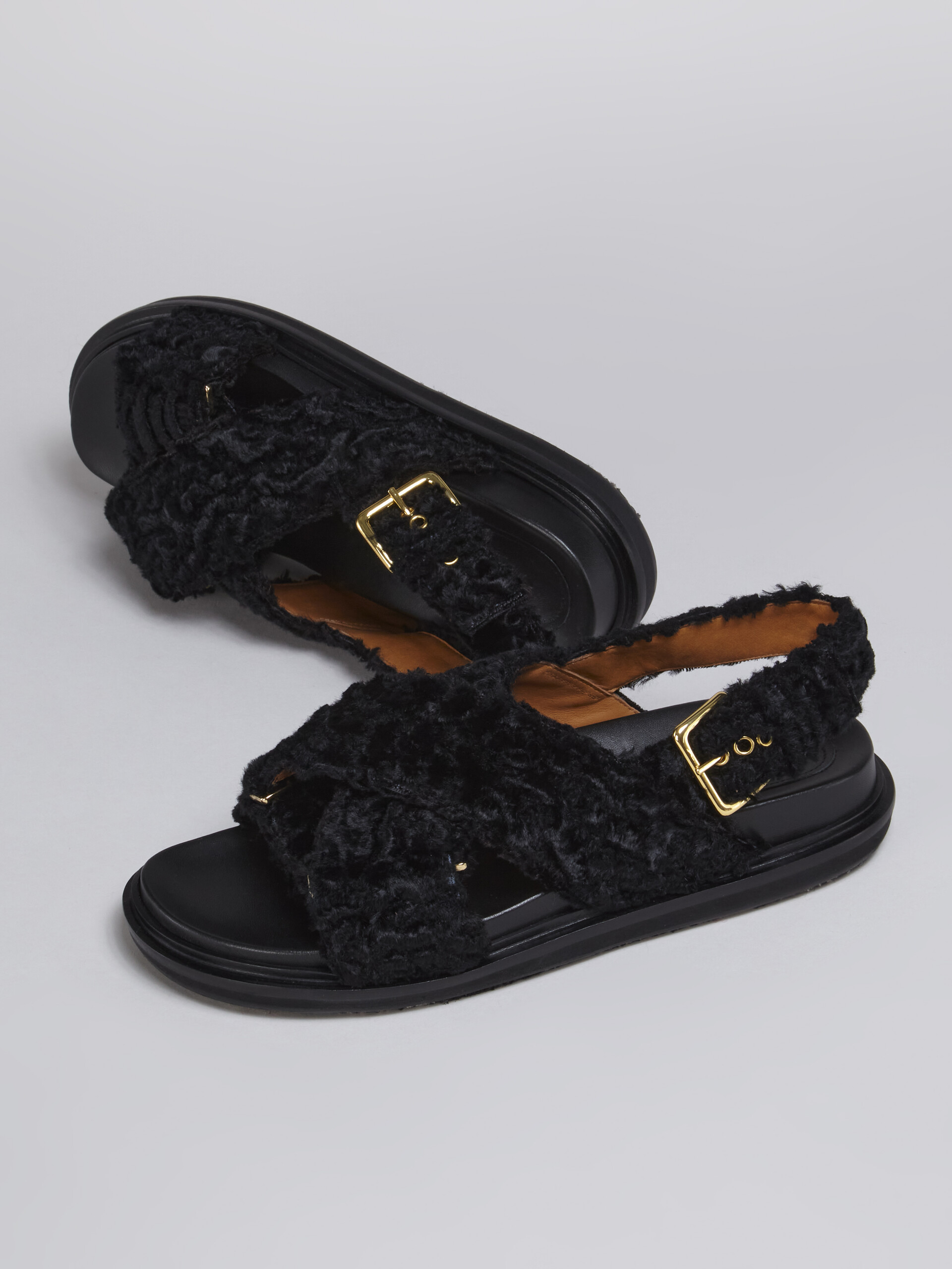 Black Fussbett in curly fabric - Sandals - Image 5