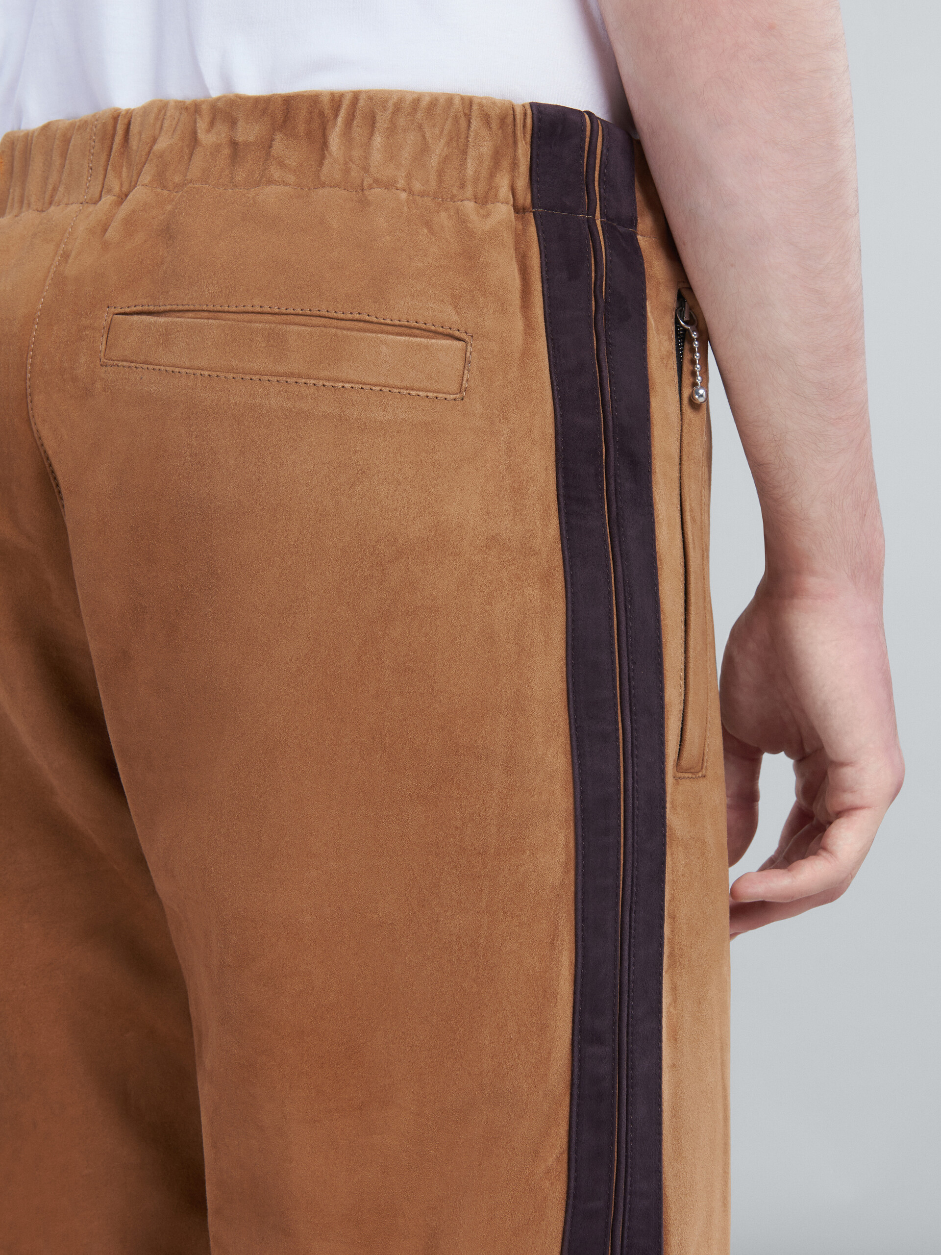 Brown suede trousers with nappa bands - Pants - Image 4