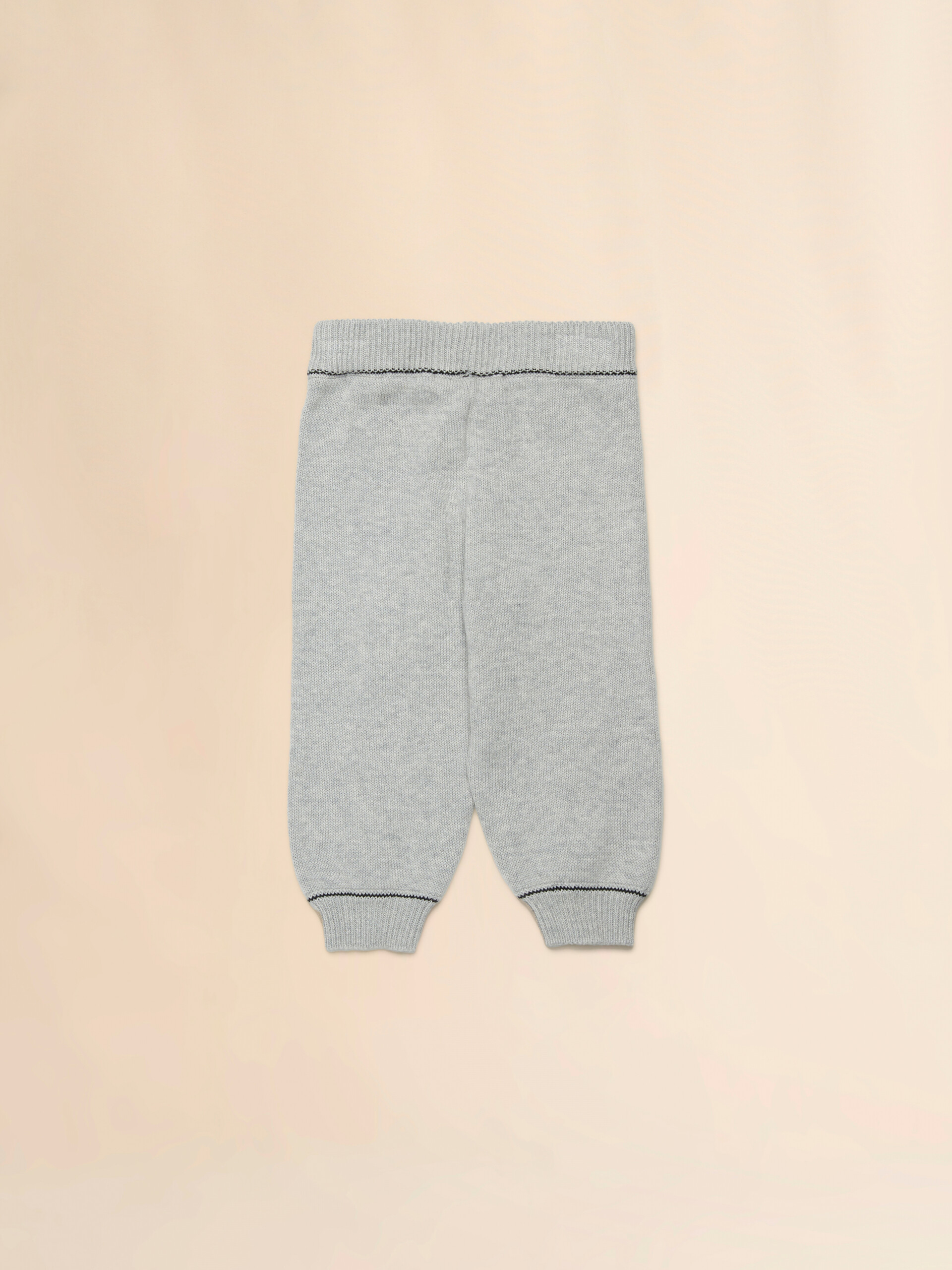 Gray cotton knit joggers with embroidered logo - Pants - Image 2