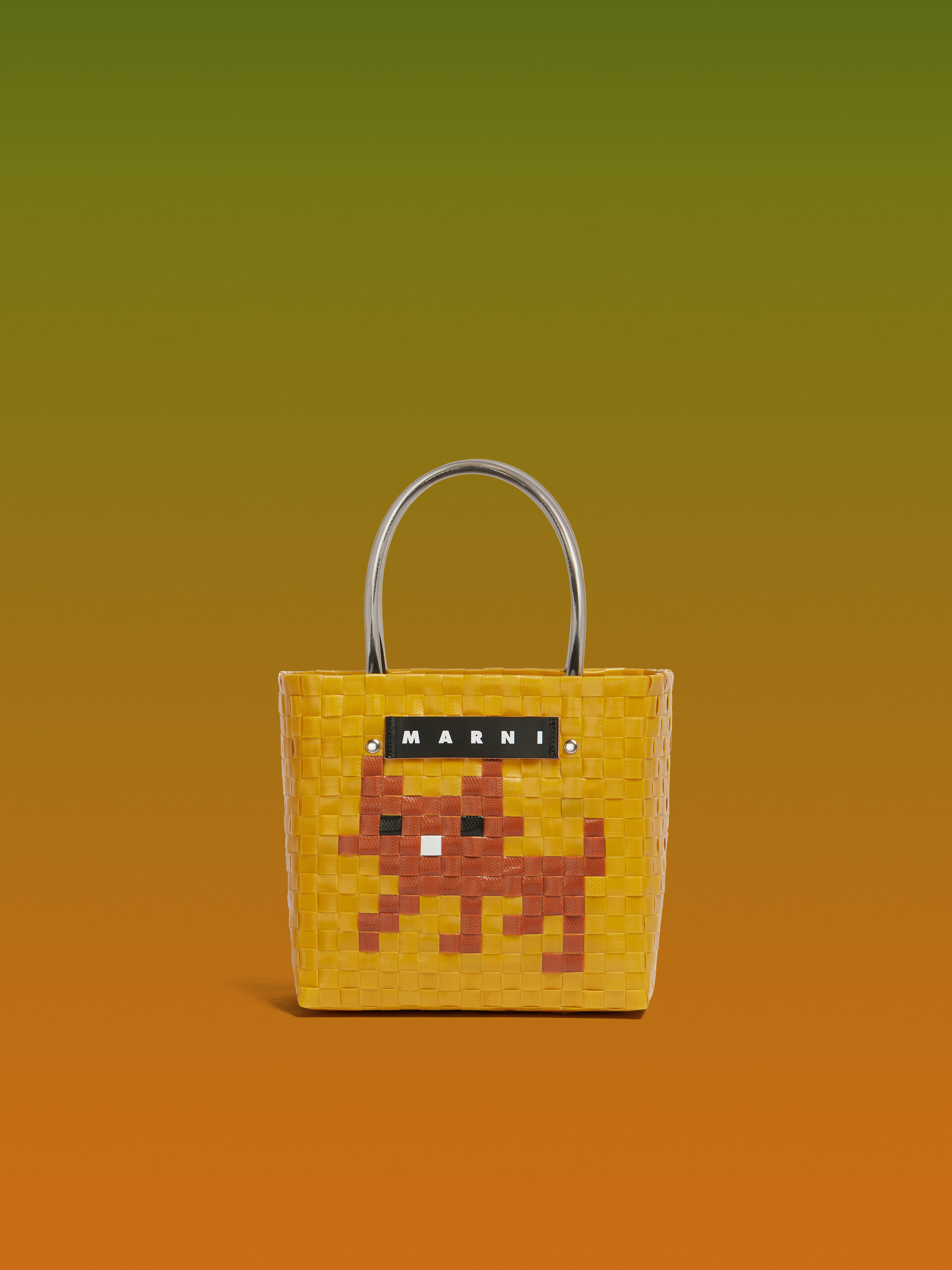 Yellow and brown MARNI MARKET ANIMAL BASKET bag - Shopping Bags - Image 1