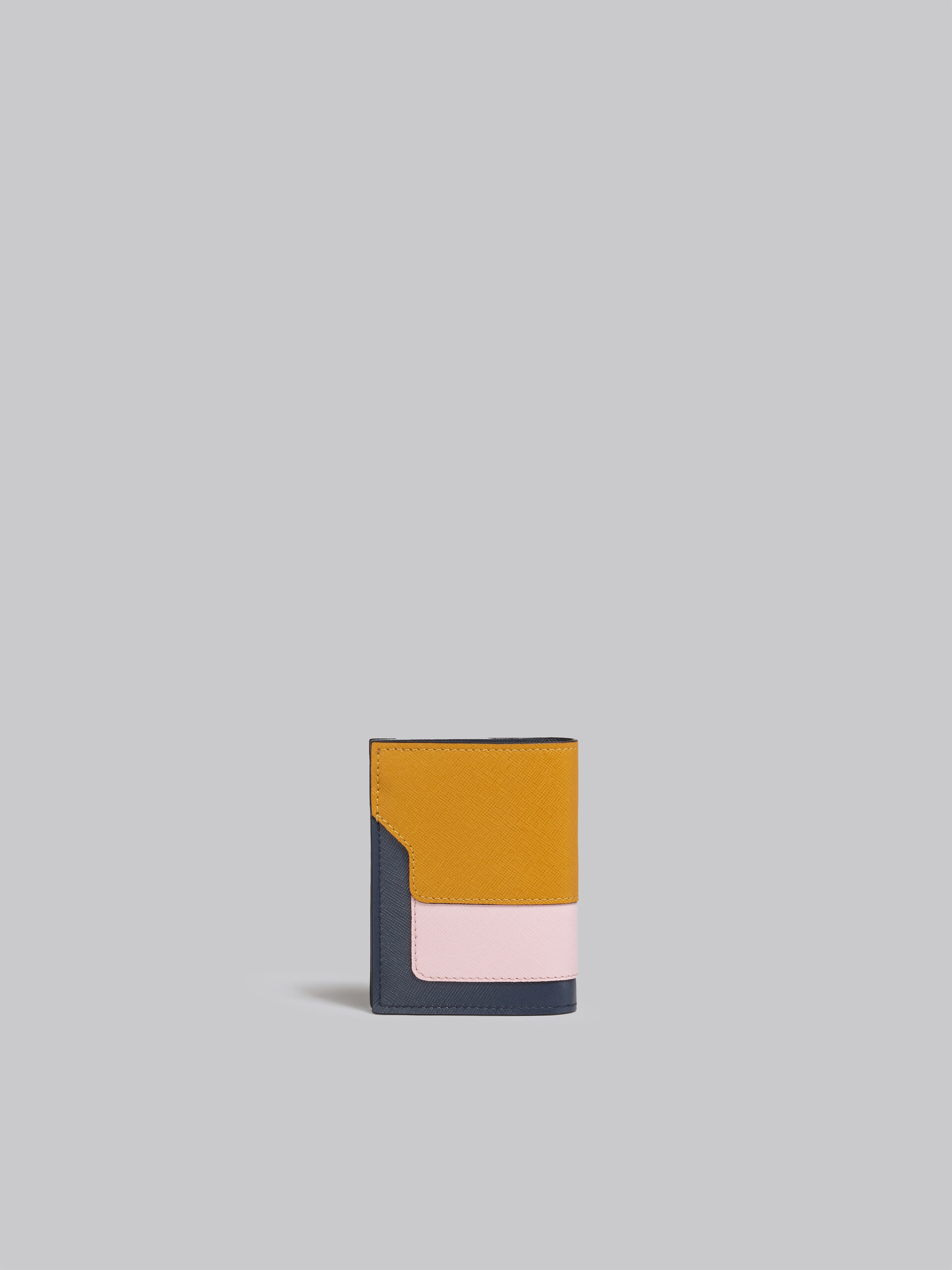 Portafoglio bi-fold in saffiano arancio rosa e blu - Portafogli - Image 3
