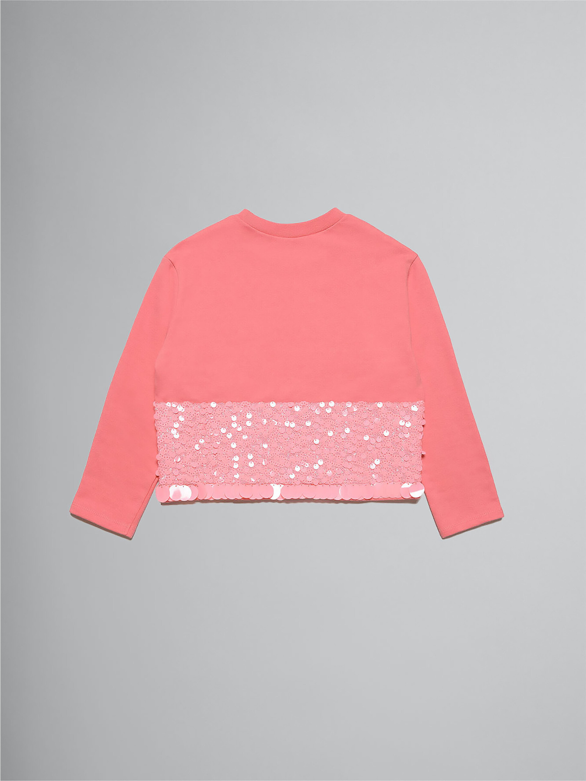 Pink cotton crewneck sweatshirt with sequins - Sweaters - Image 2