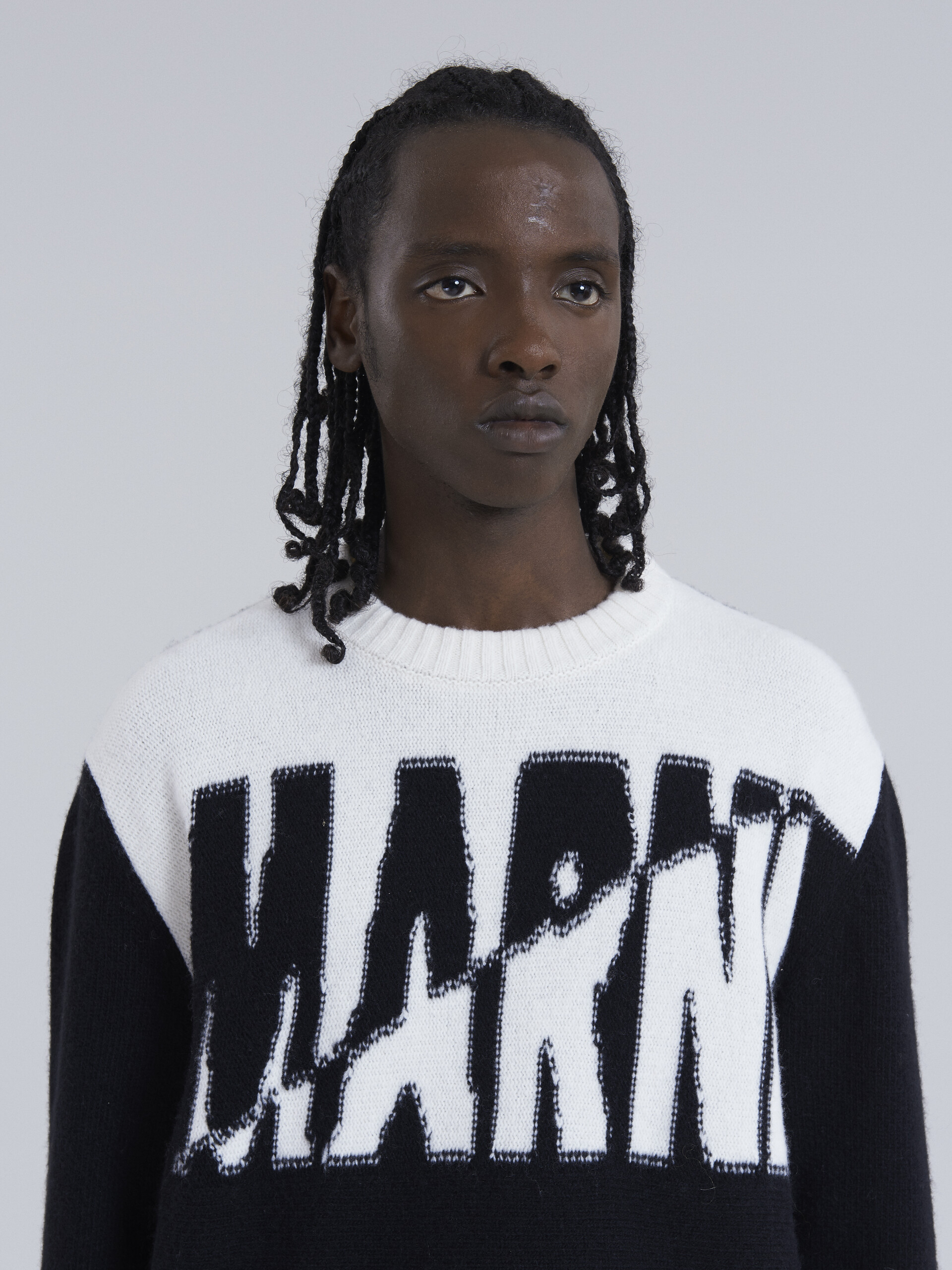 Merino wool jersey sweater with Marni jacquard logo - Pullovers - Image 3