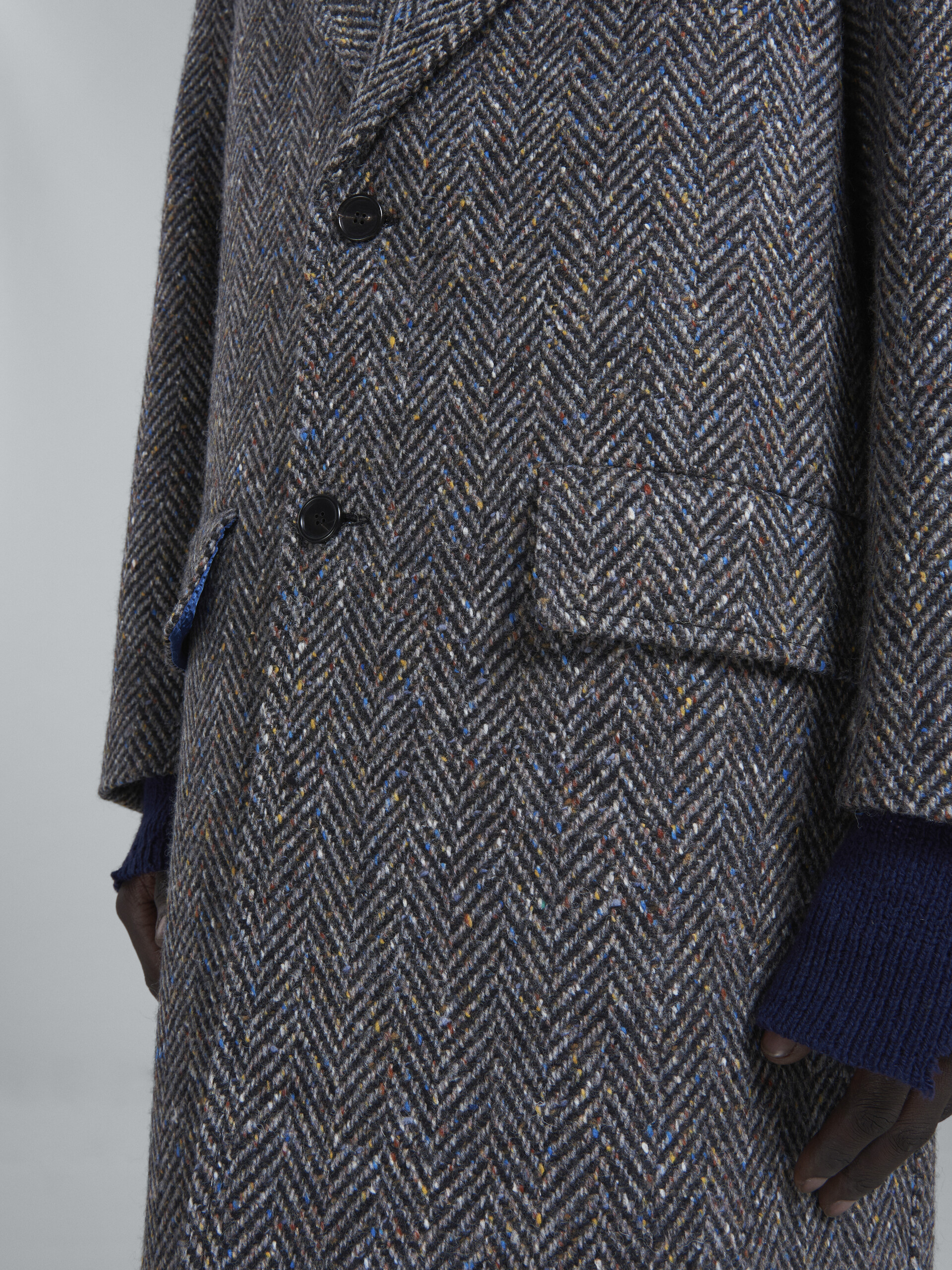 Grey chevron wool coat - Coat - Image 5