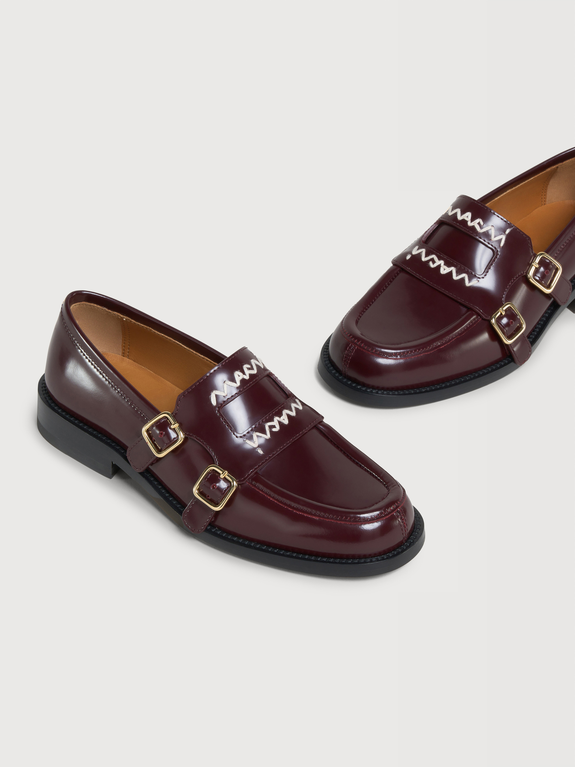 Black leather loafer with double buckle - Mocassin - Image 5