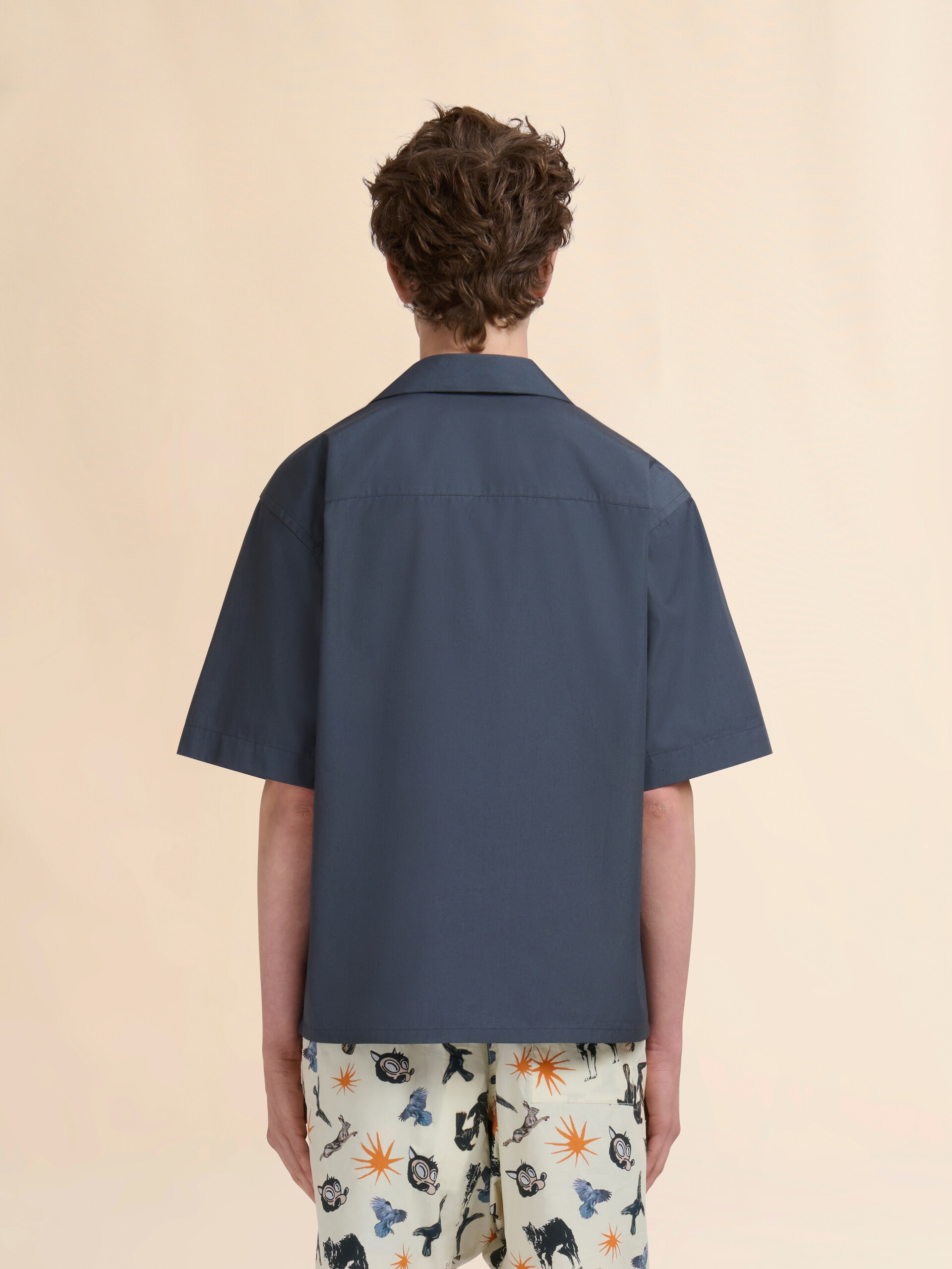 White organic poplin bowling shirt with hidden logo - Shirts - Image 3