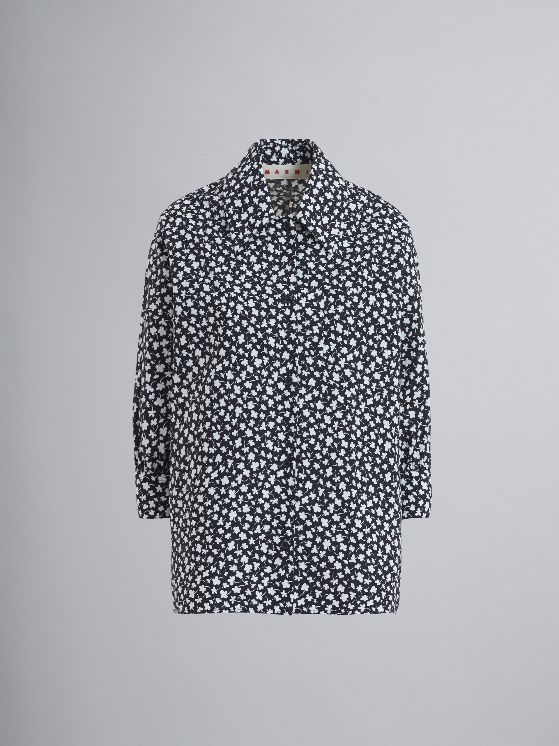Micro Flower print fil coupé cotton shirt - Shirts - Image 1