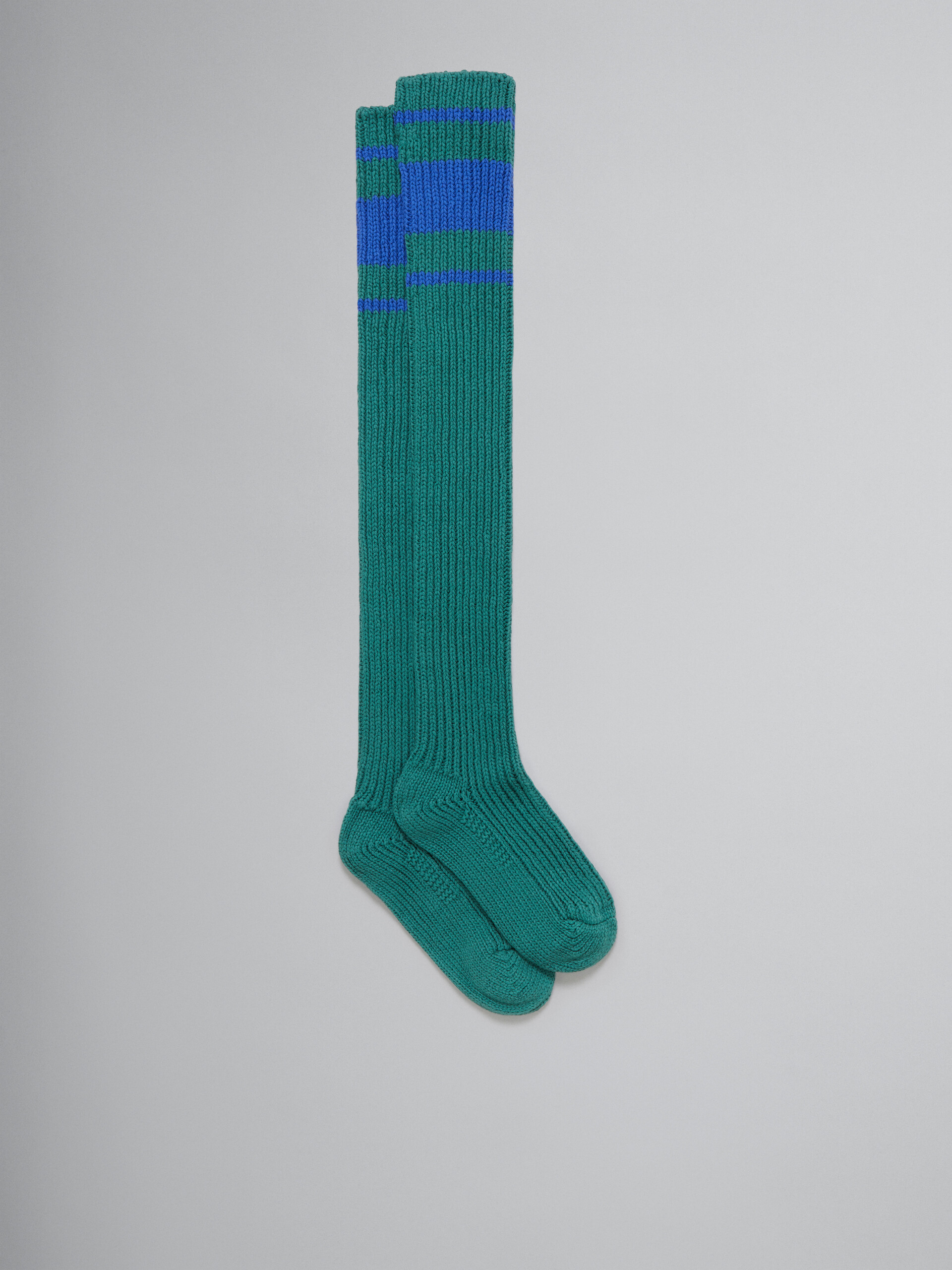 Green cotton knee-length socks - Socks - Image 1
