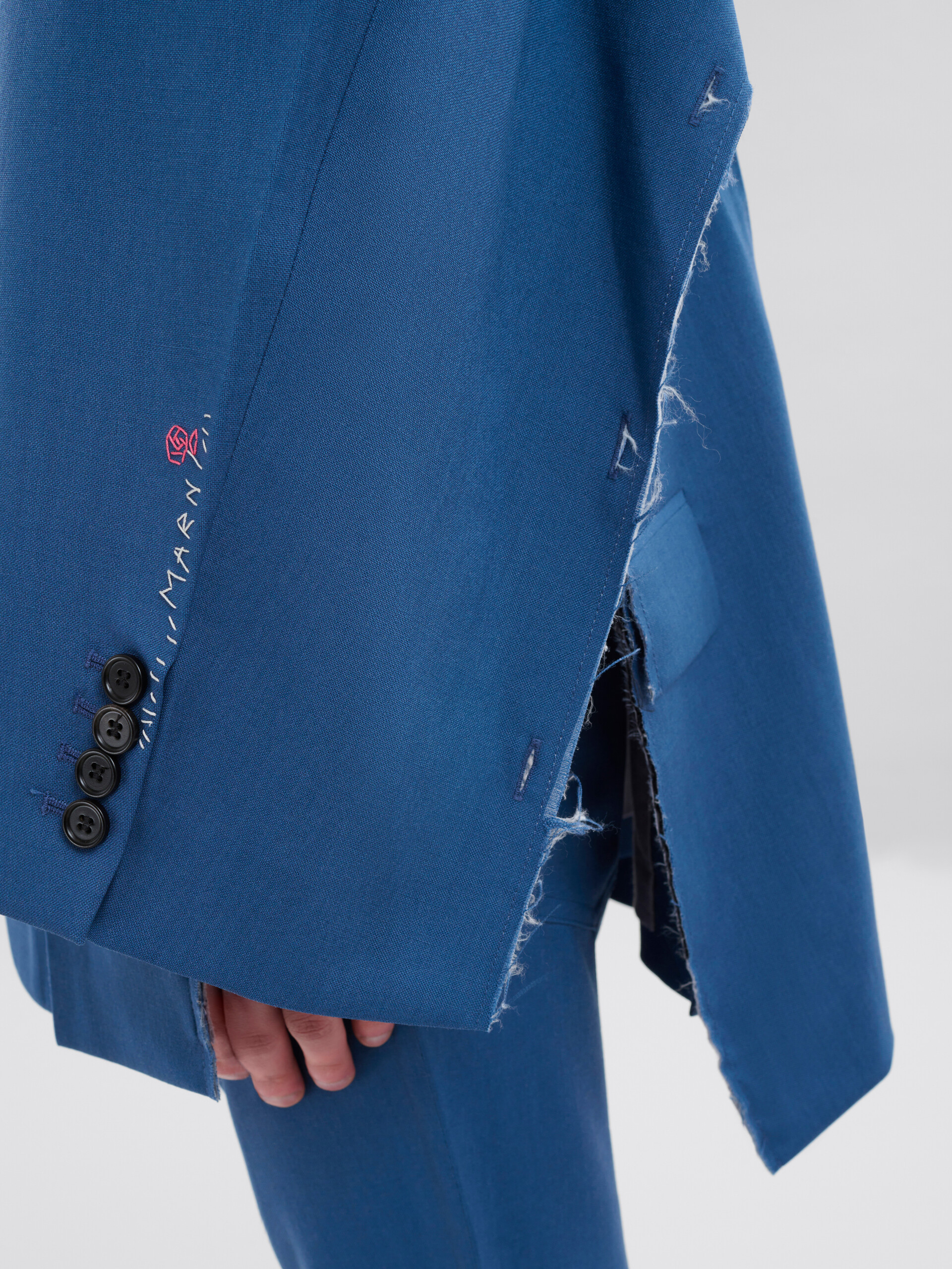 Blazer en laine mohair bleue avec effet raccommodé Marni - Manteaux - Image 5