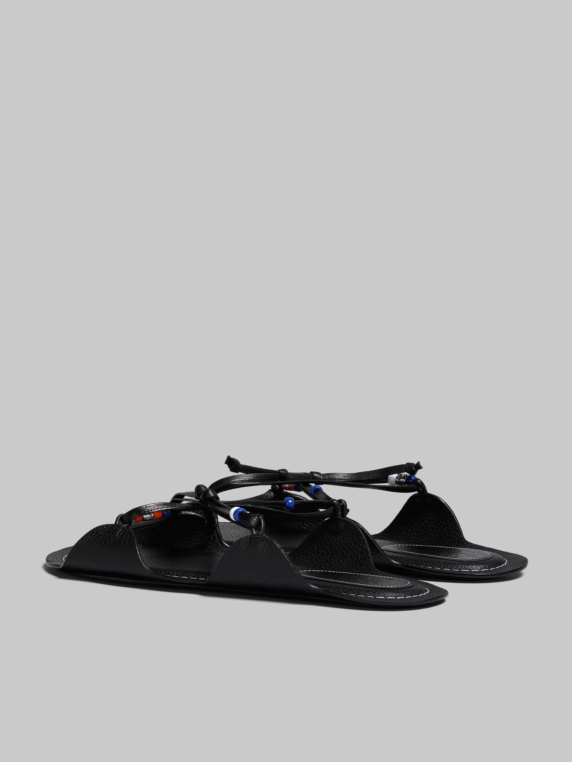Marni x No Vacancy Inn - Black leather sandals with beads - Sandals - Image 3
