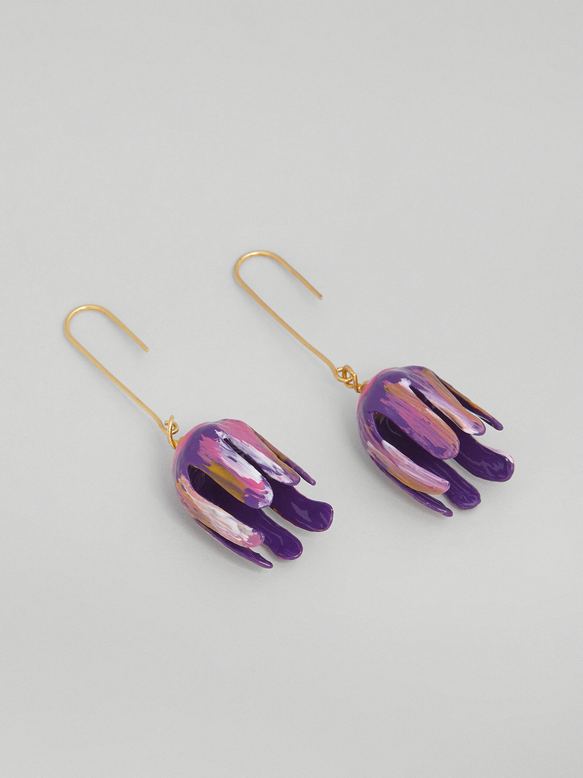 Brass flower FLORA hook earrings - Earrings - Image 4
