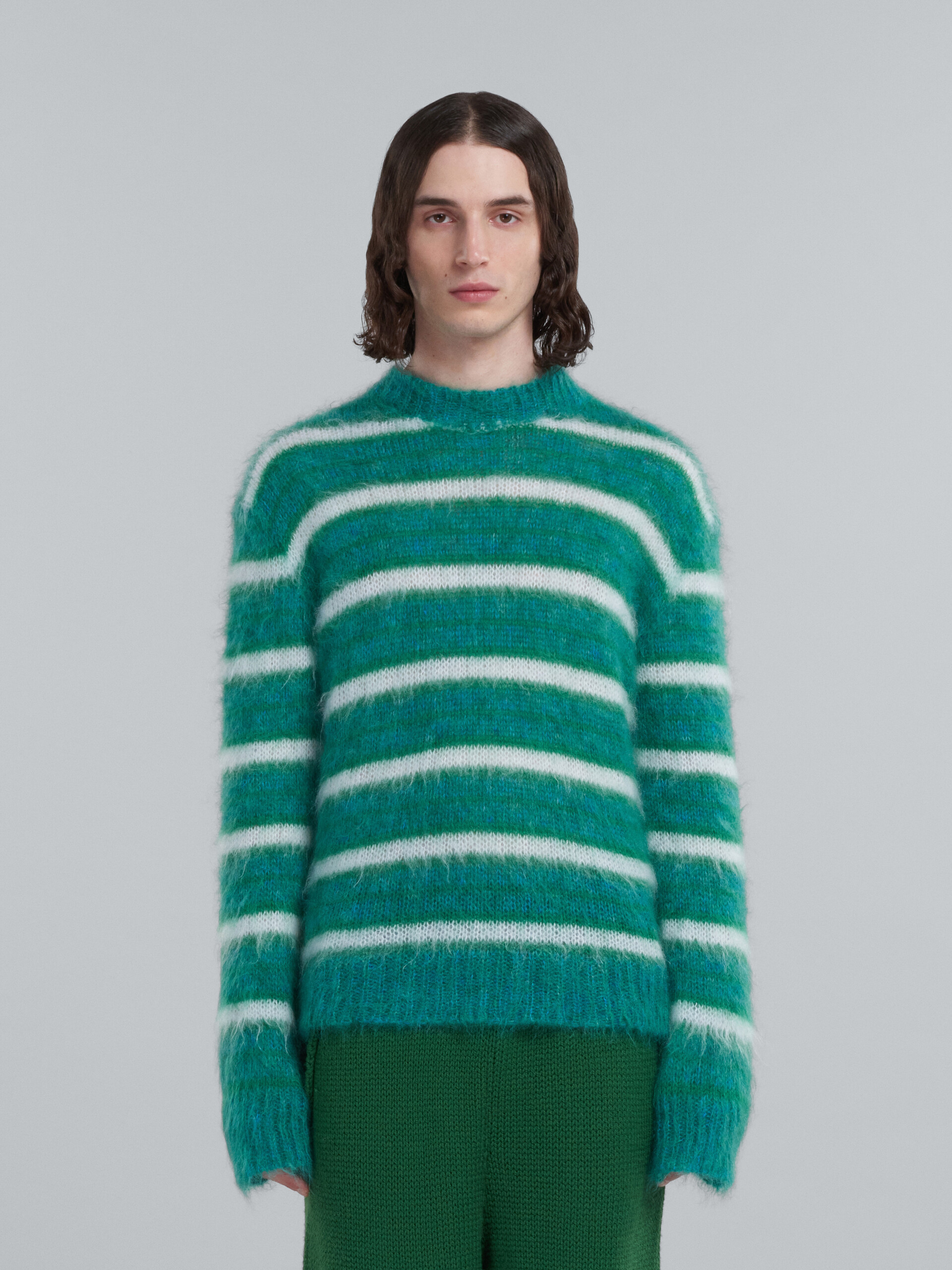 Turquoise striped mohair sweater - Pullovers - Image 2