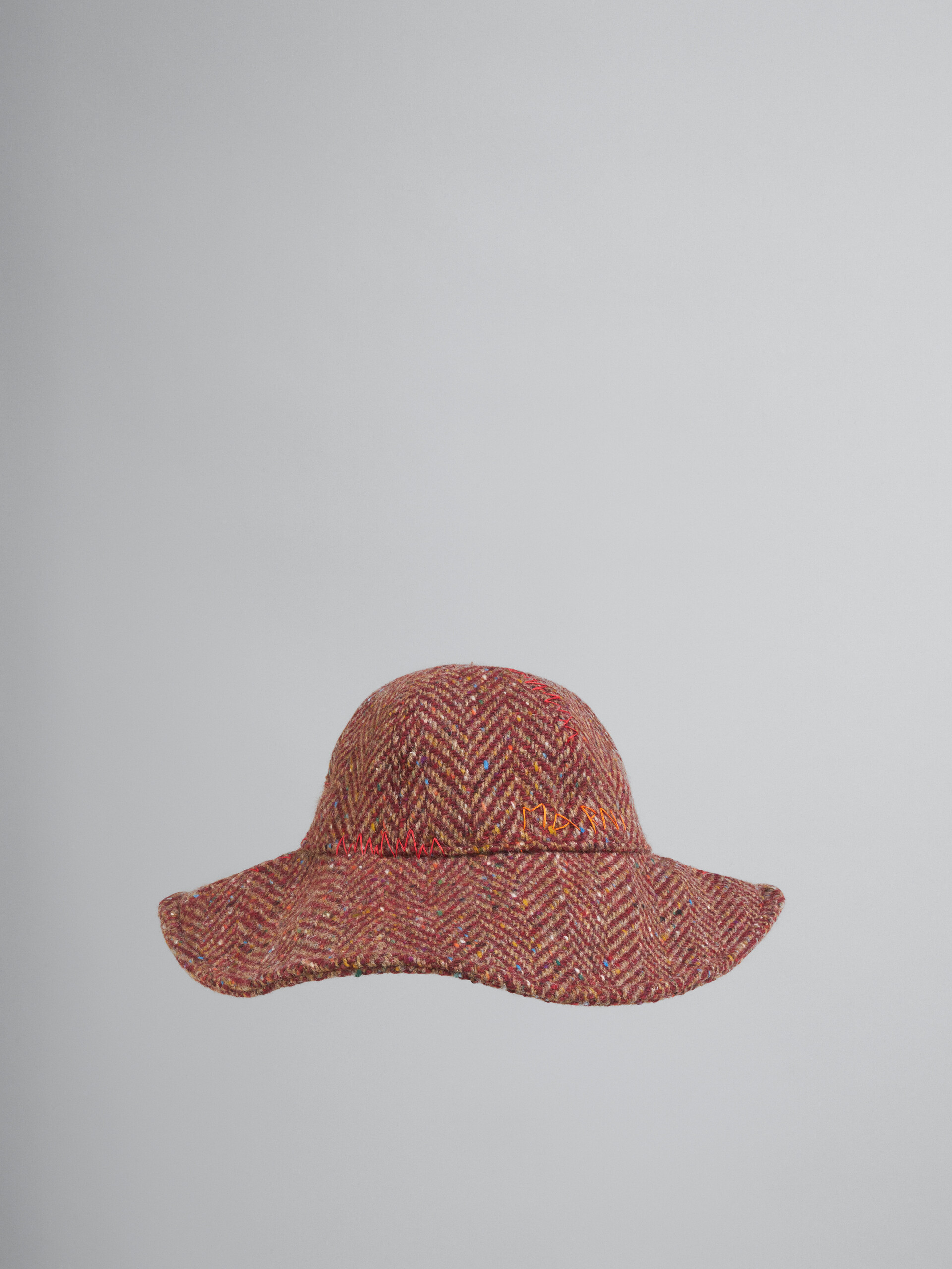 Burgundy chevron wool bucket hat - Hats - Image 1
